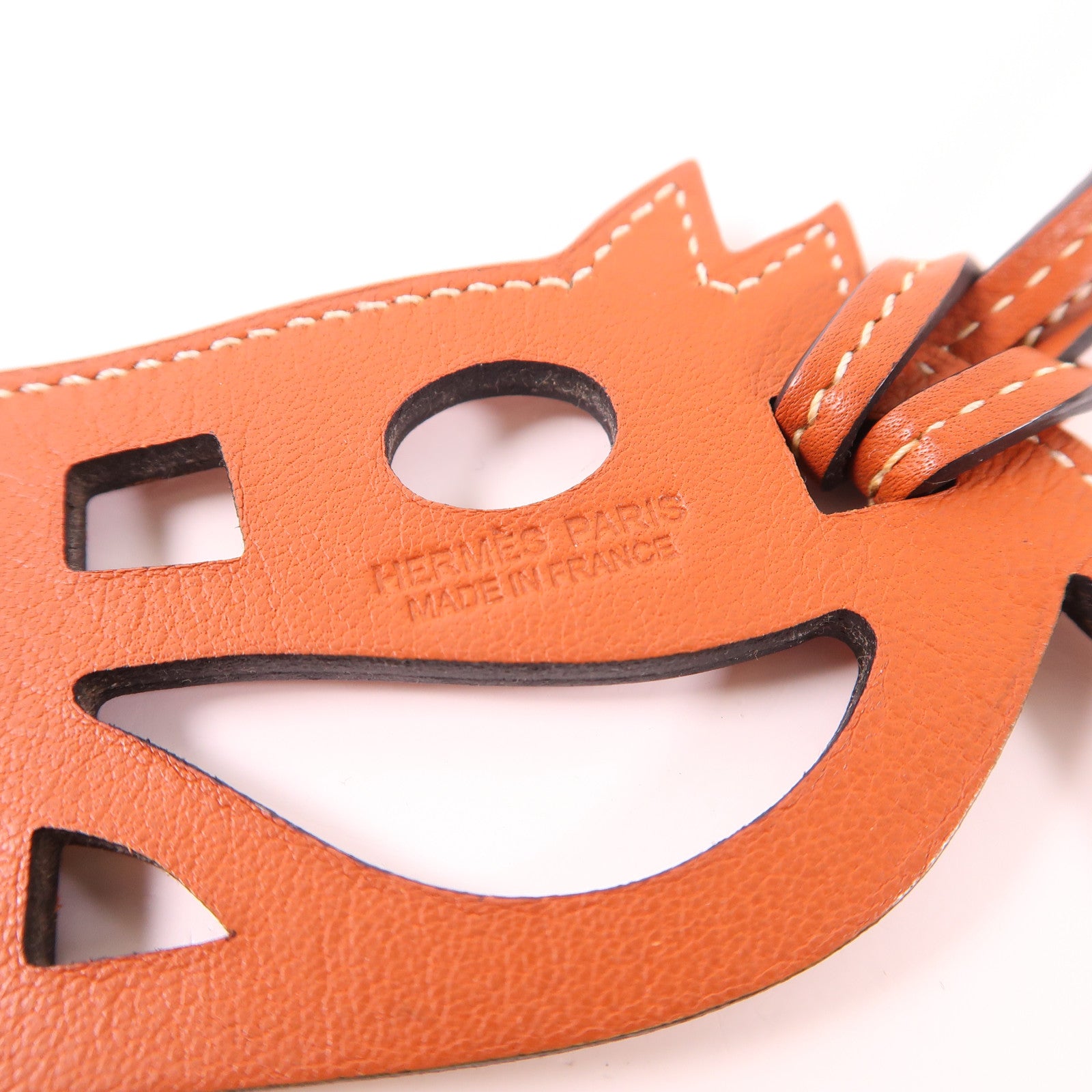 HERMES Swift皮革Paddock Cheval Charm掛飾Brown