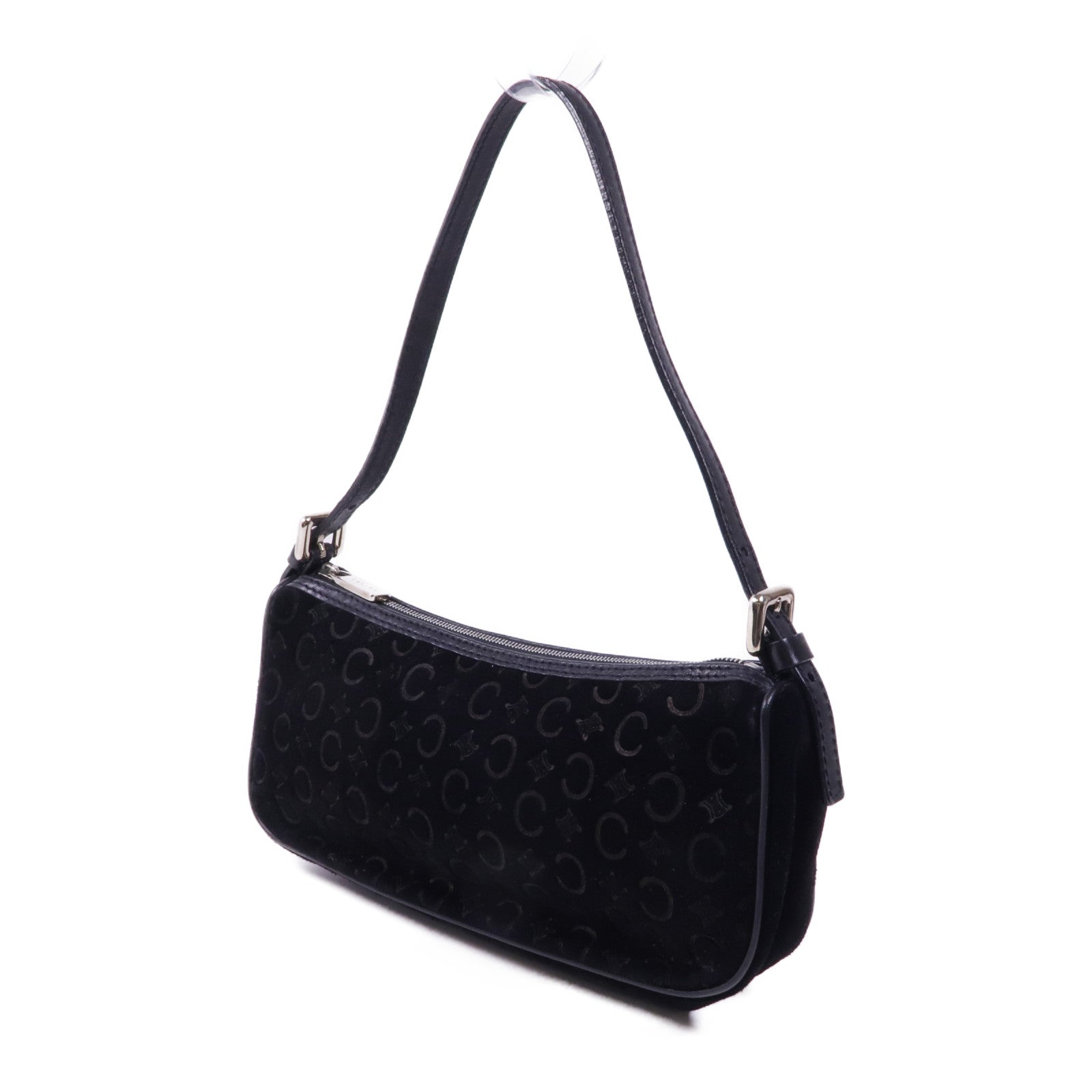 CELINE 麂皮皮革Shoulder Bag銀扣肩背袋