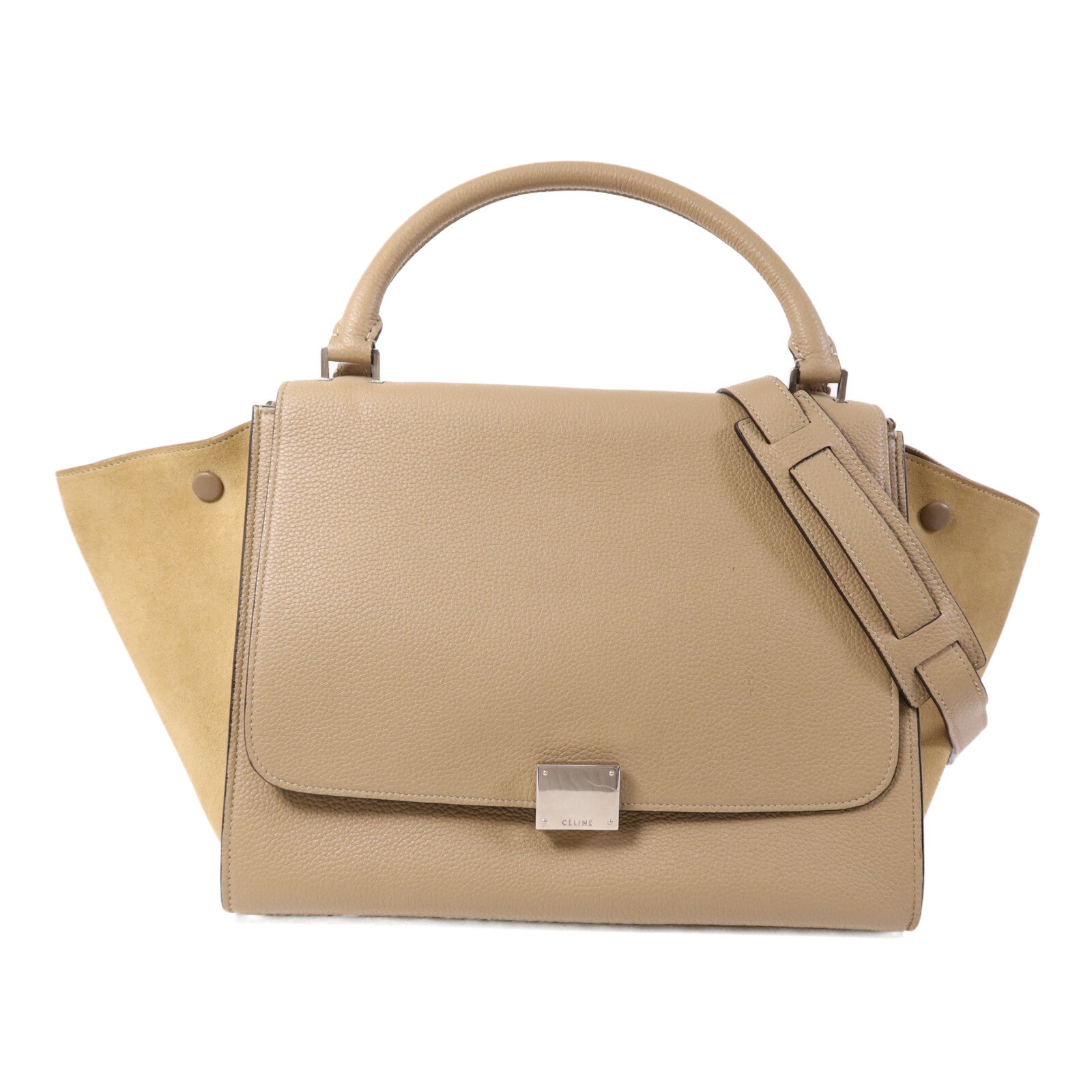 CELINE 【激減優惠】牛皮皮革Trapeze銀扣手挽肩背兩用袋