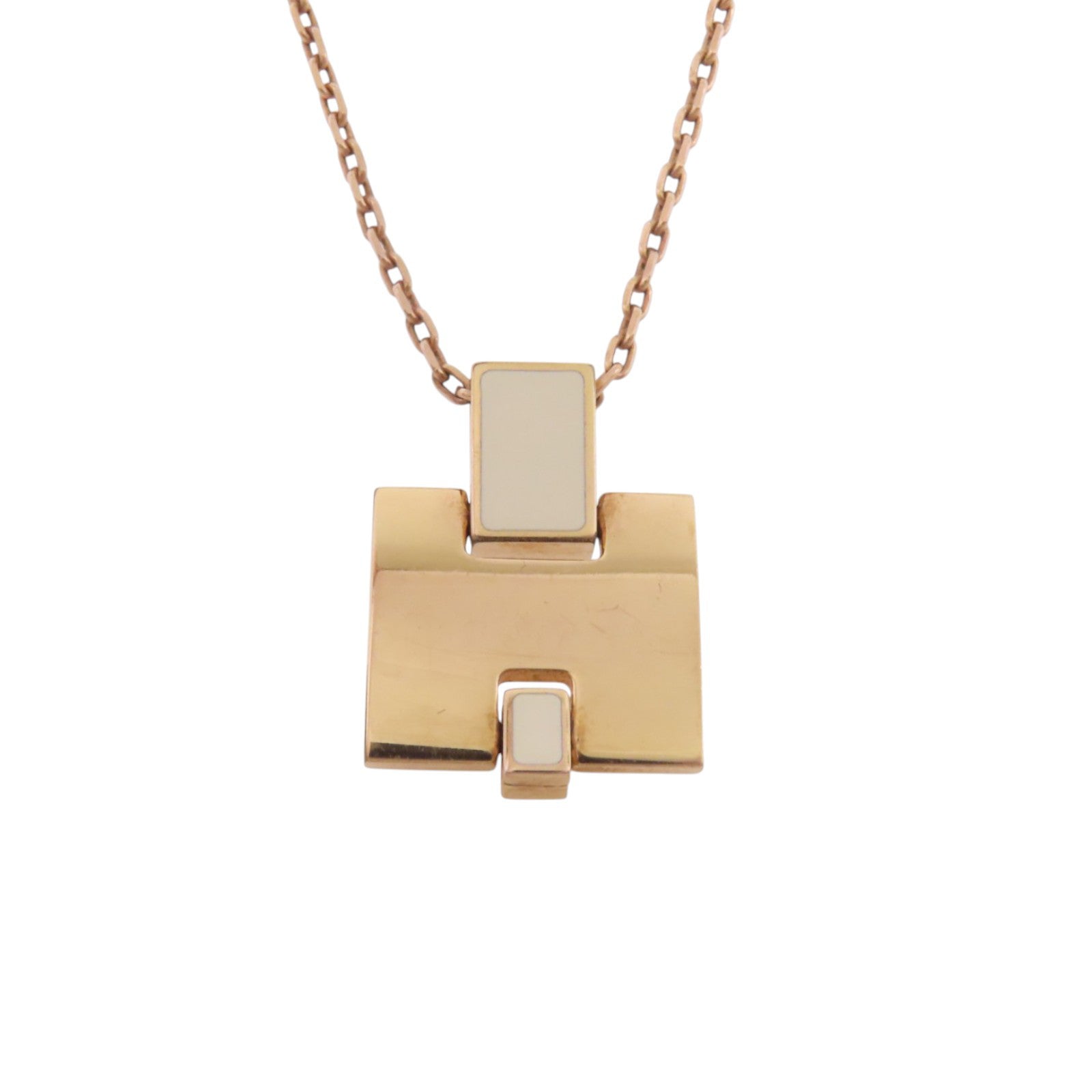 HERMES 金屬/琺瑯Irene Necklace金扣項鏈