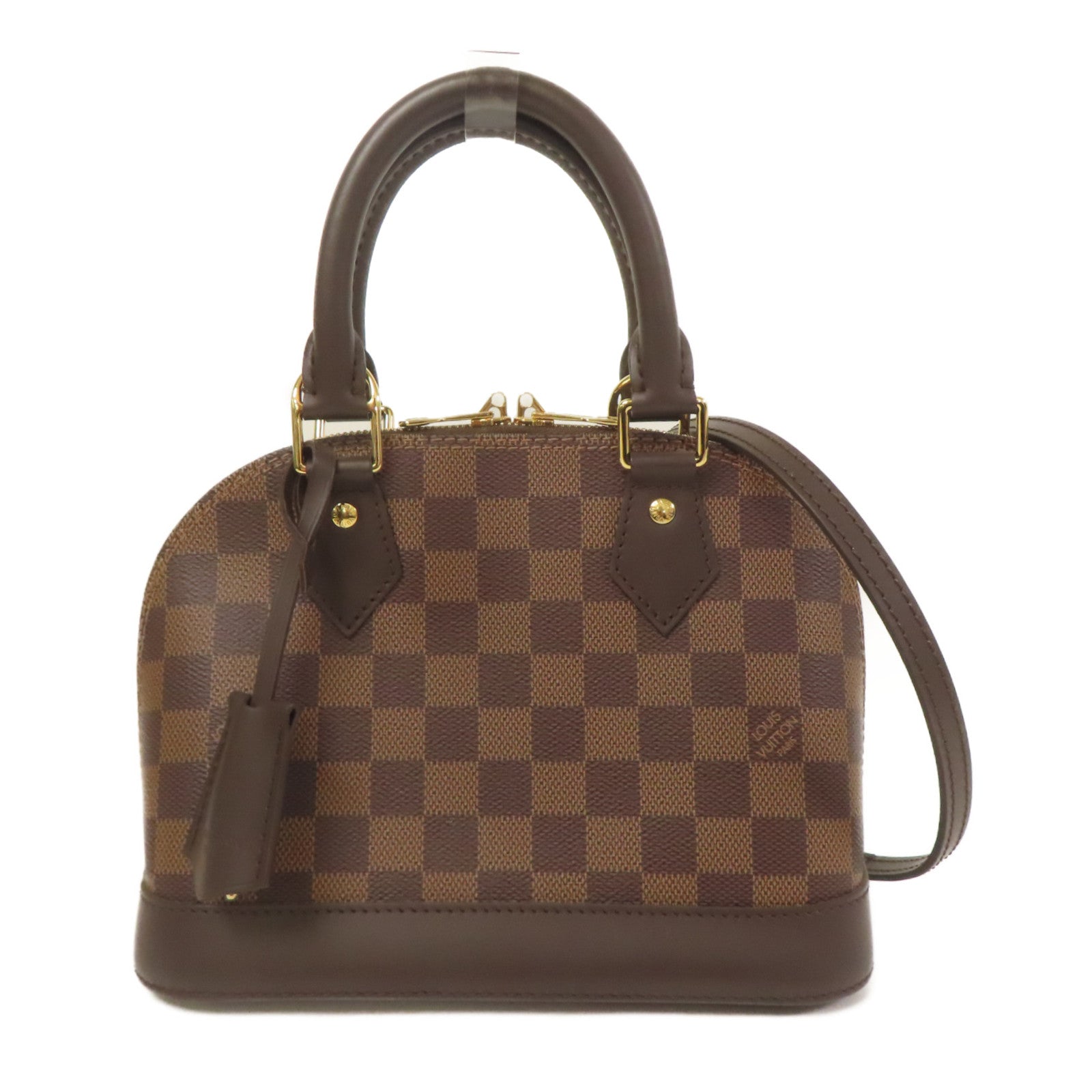 LOUIS VUITTON Damier Alma BB金扣手挽肩背兩用袋棕色