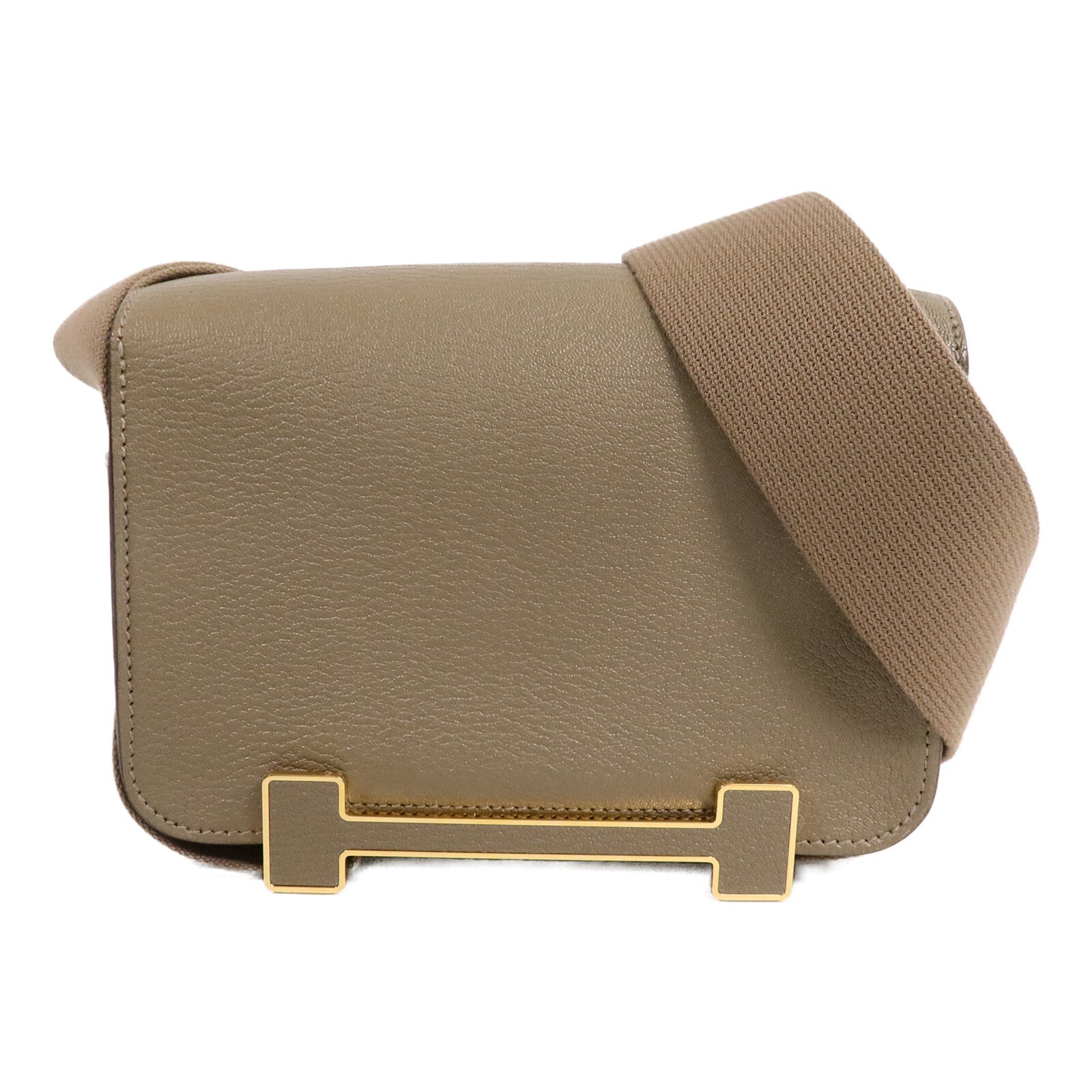 HERMES Chevre皮革Geta肩背袋Etoupe