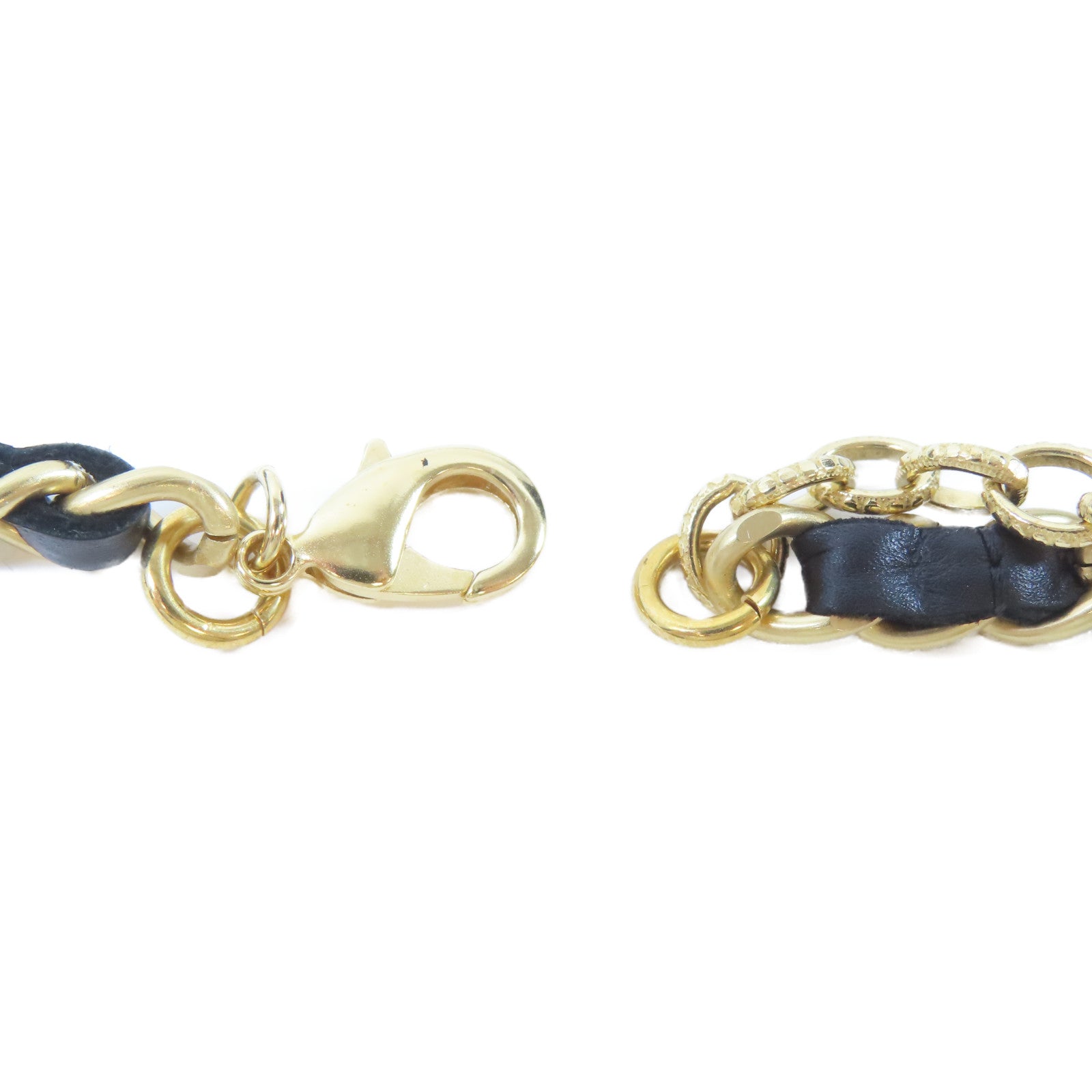 CHANEL 皮革/金屬Necklace項鍊黑色/金色