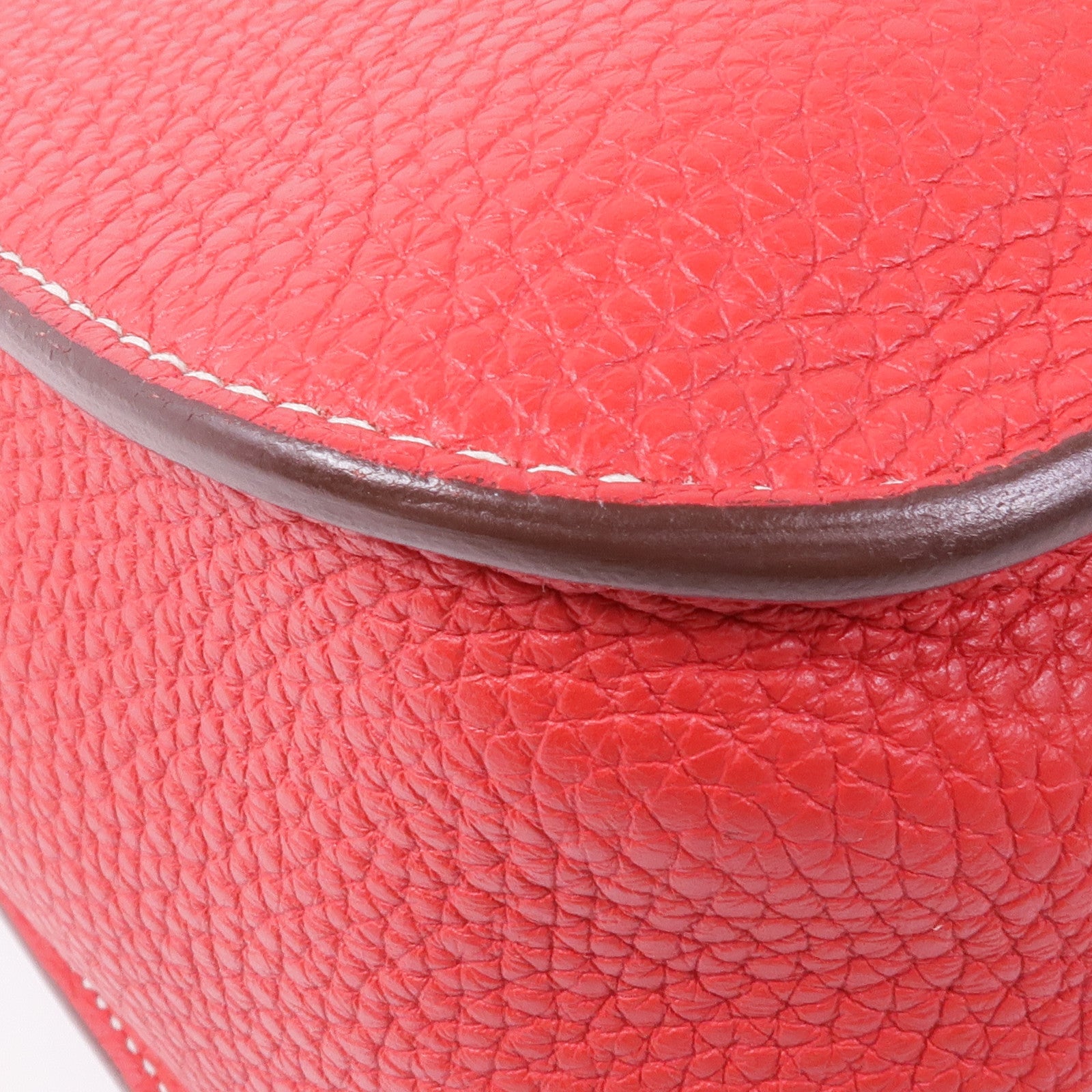 HERMES Clemence皮革Halzan 31銀扣手挽肩背兩用袋Rouge Casaque