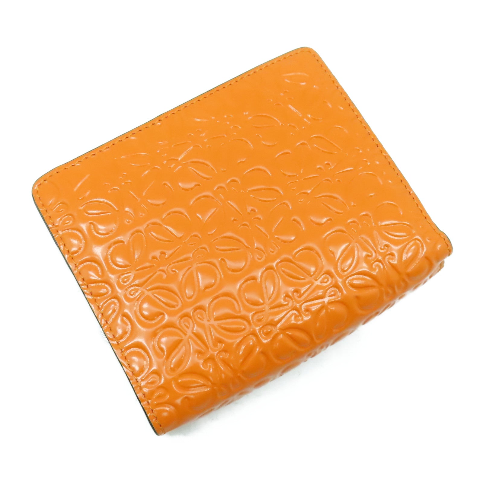 LOEWE 【激減優惠】牛皮皮革Wallet銀扣錢包橙色