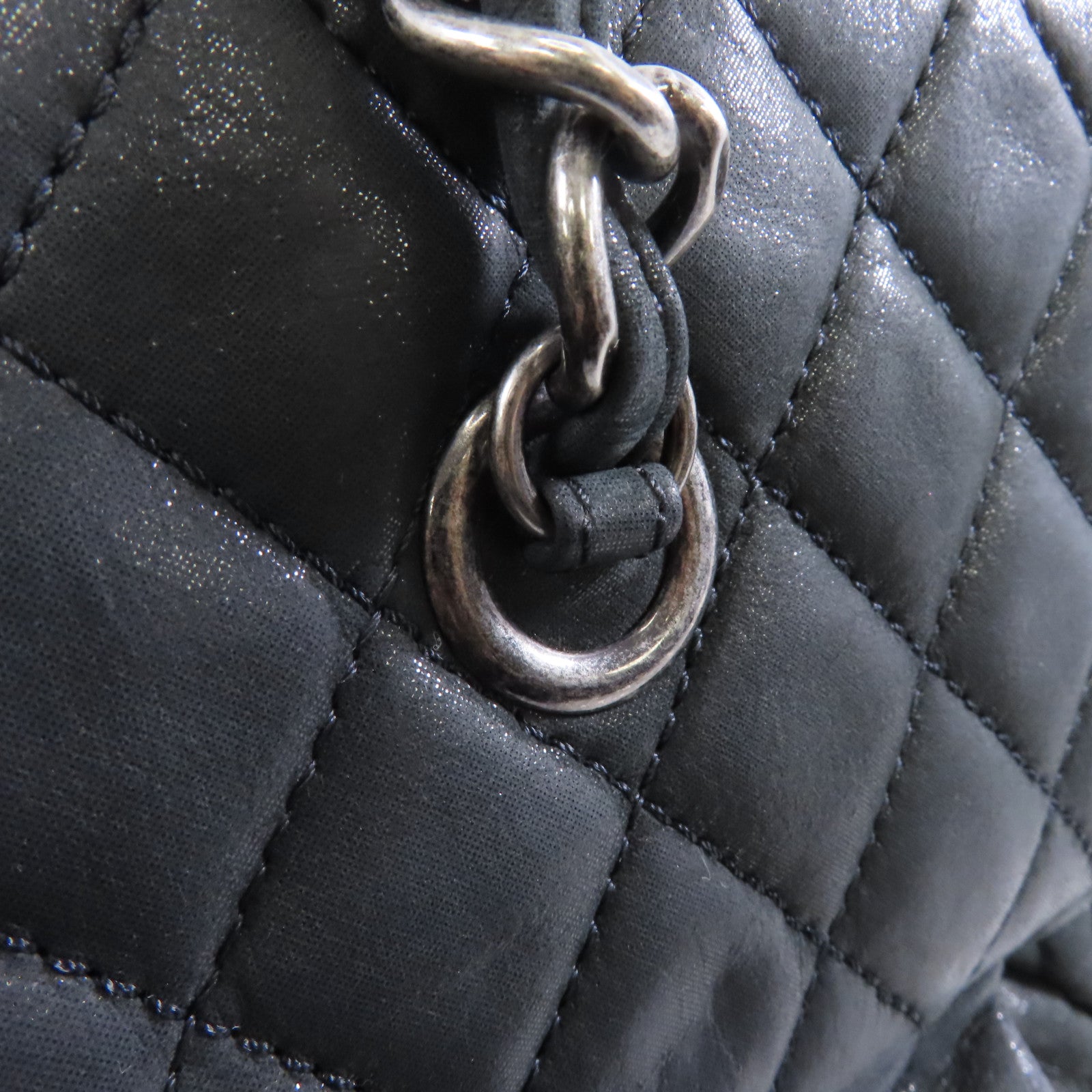 CHANEL 【激減優惠】塗層皮革Chain Shoulder Bag銀扣鏈帶肩背袋黑色
