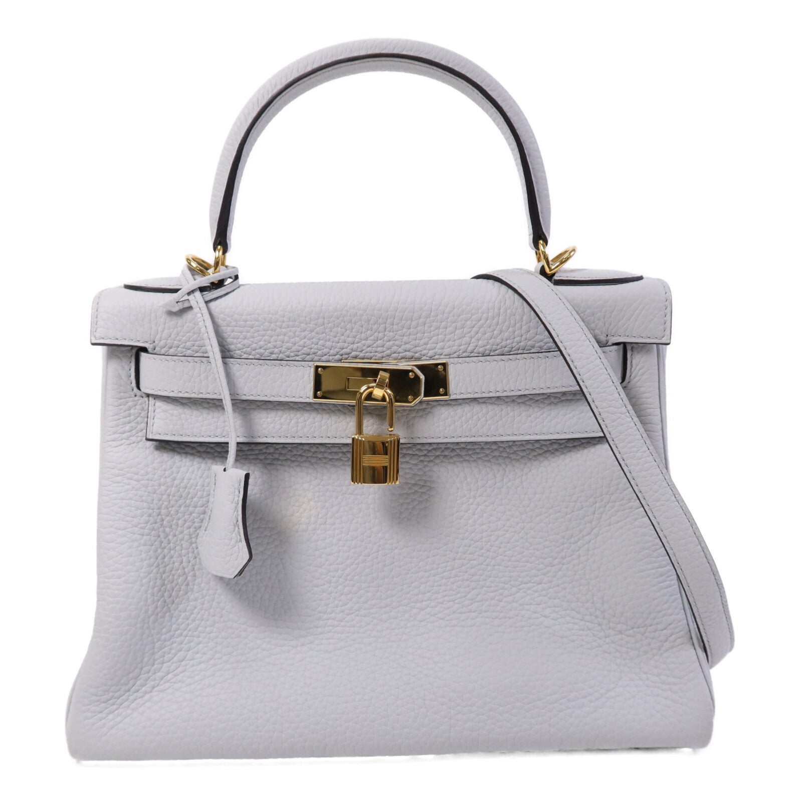 HERMES 【激減優惠】Togo皮革Kelly 28金扣手挽肩背兩用袋Blue Pale