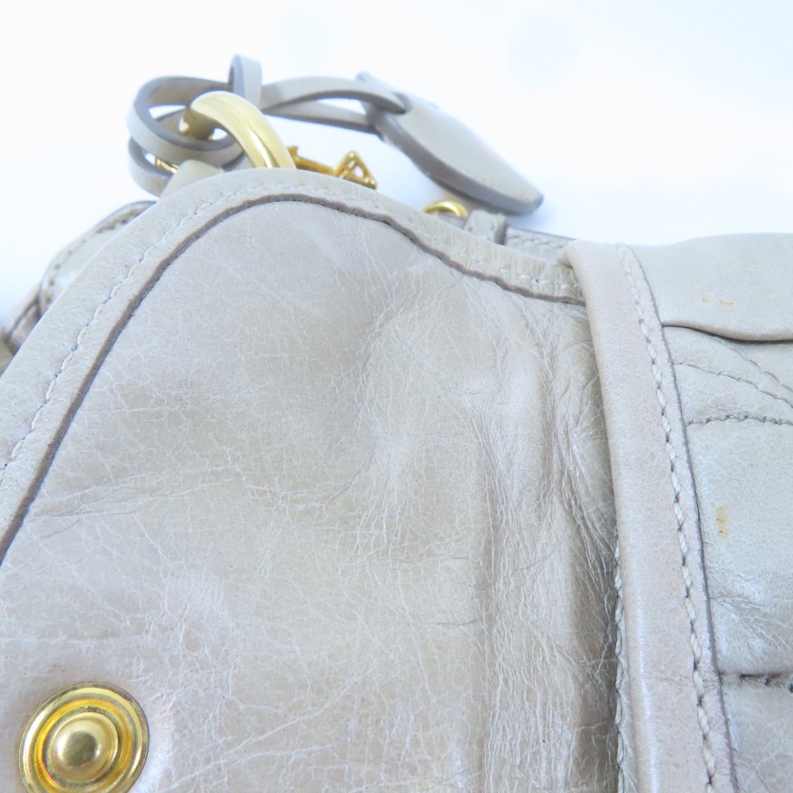 Miu Miu 牛皮皮革2 Way Shoulder Bag金扣手挽肩背兩用袋灰色