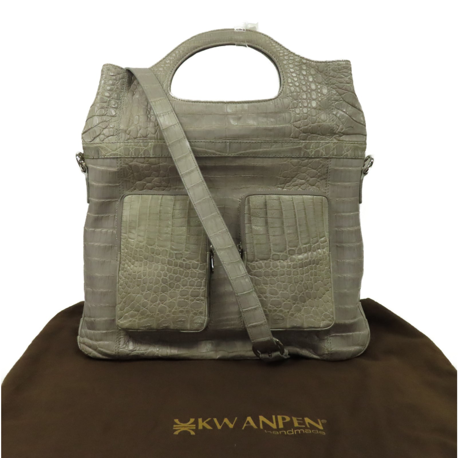 SELECTION 鱷魚皮革Kwanpen Shoulder Bag銀扣肩背袋