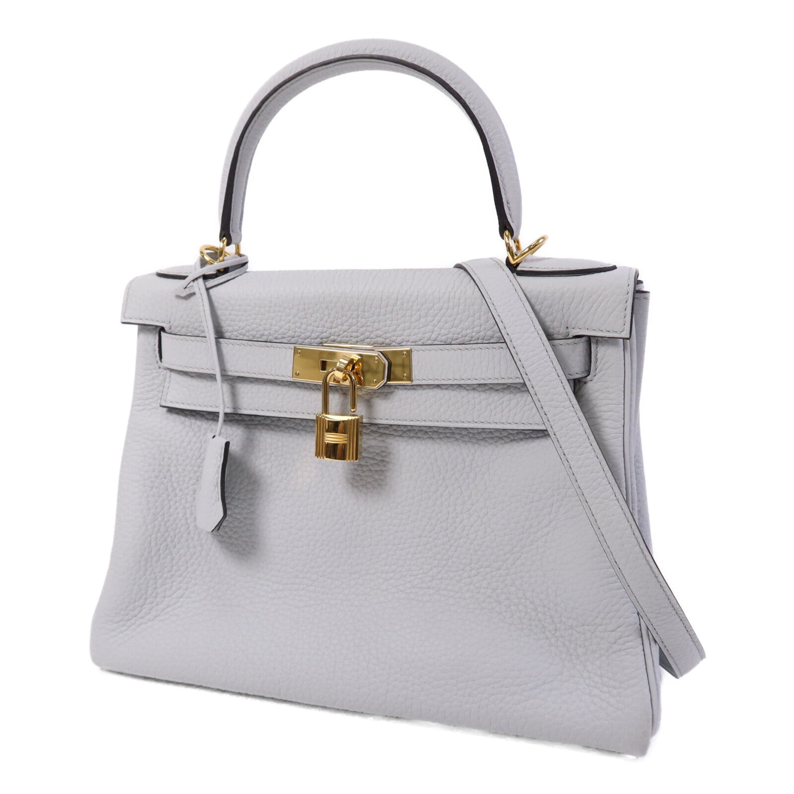 HERMES 【激減優惠】Togo皮革Kelly 28金扣手挽肩背兩用袋Blue Pale