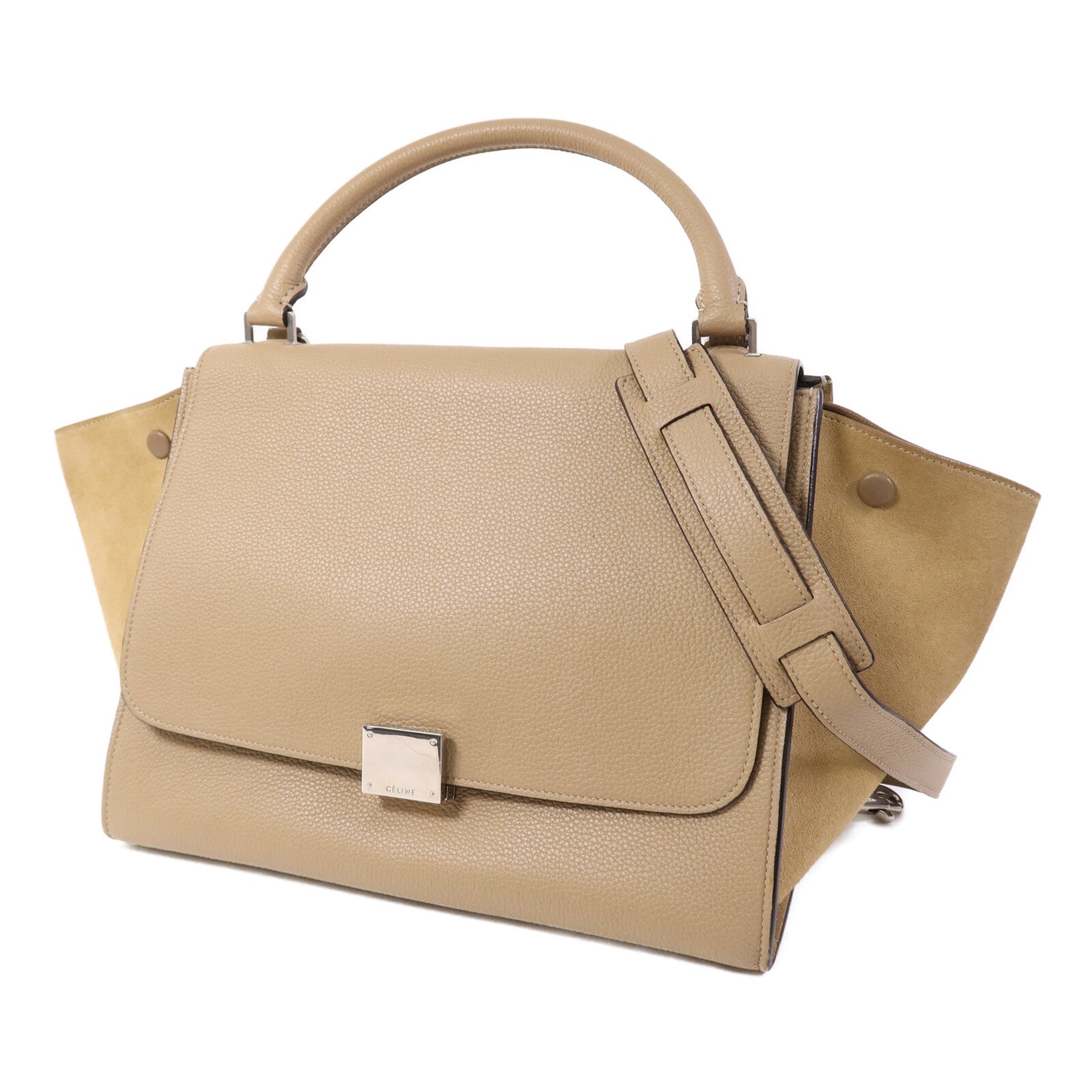 CELINE 【激減優惠】牛皮皮革Trapeze銀扣手挽肩背兩用袋