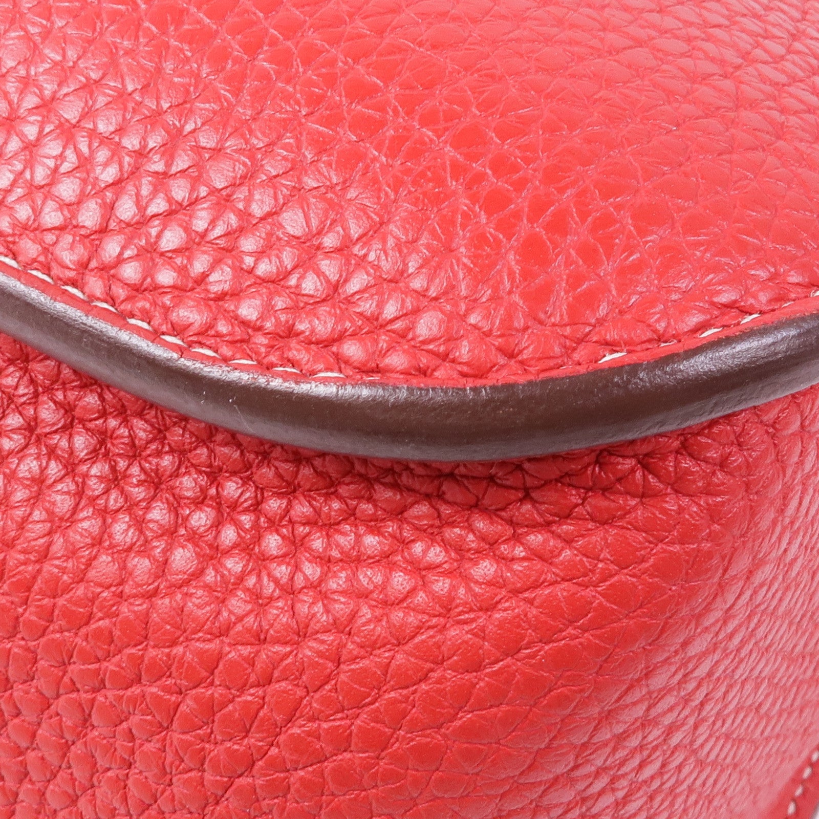 HERMES Clemence皮革Halzan 31銀扣手挽肩背兩用袋Rouge Casaque