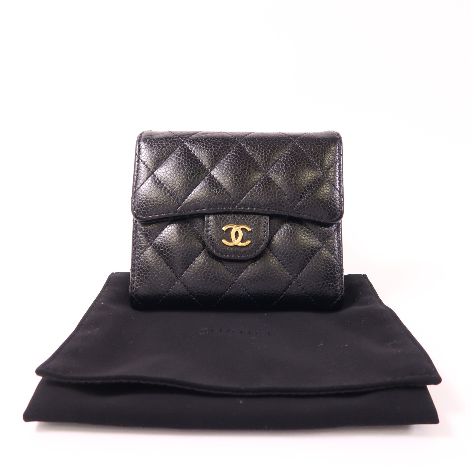 CHANEL 牛皮皮革Wallet金扣錢包