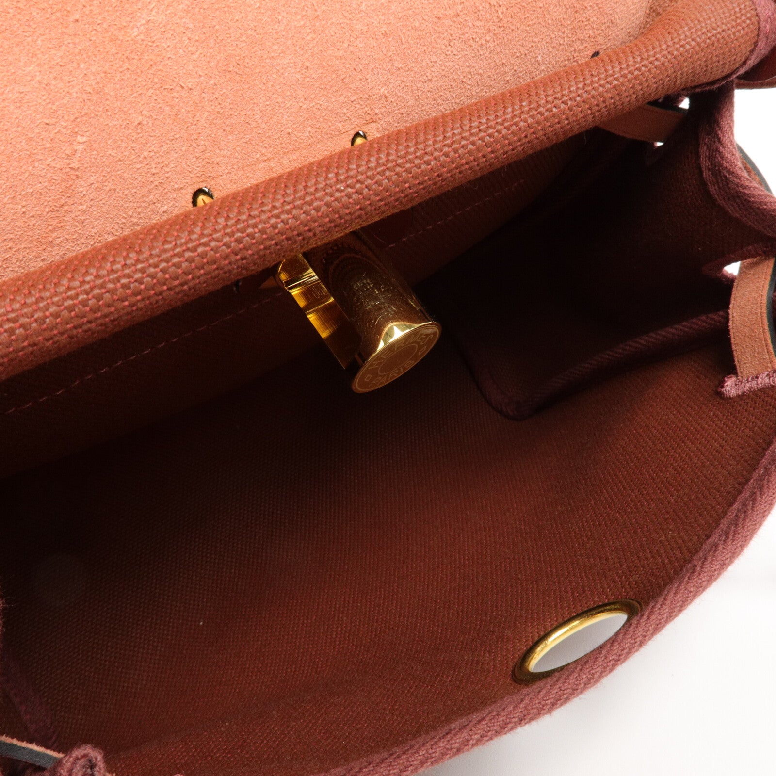 HERMES 帆布/皮革Mini Herbag肩背袋Rouge H