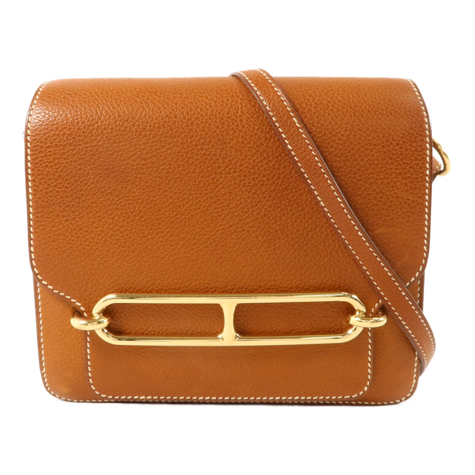 HERMES Barenia皮革Mini Roulis肩背袋Gold