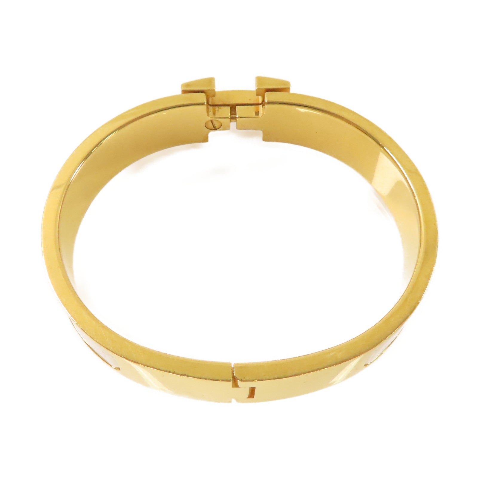HERMES 琺瑯/金屬Clic H Bracelet金扣手鏈白色/金色