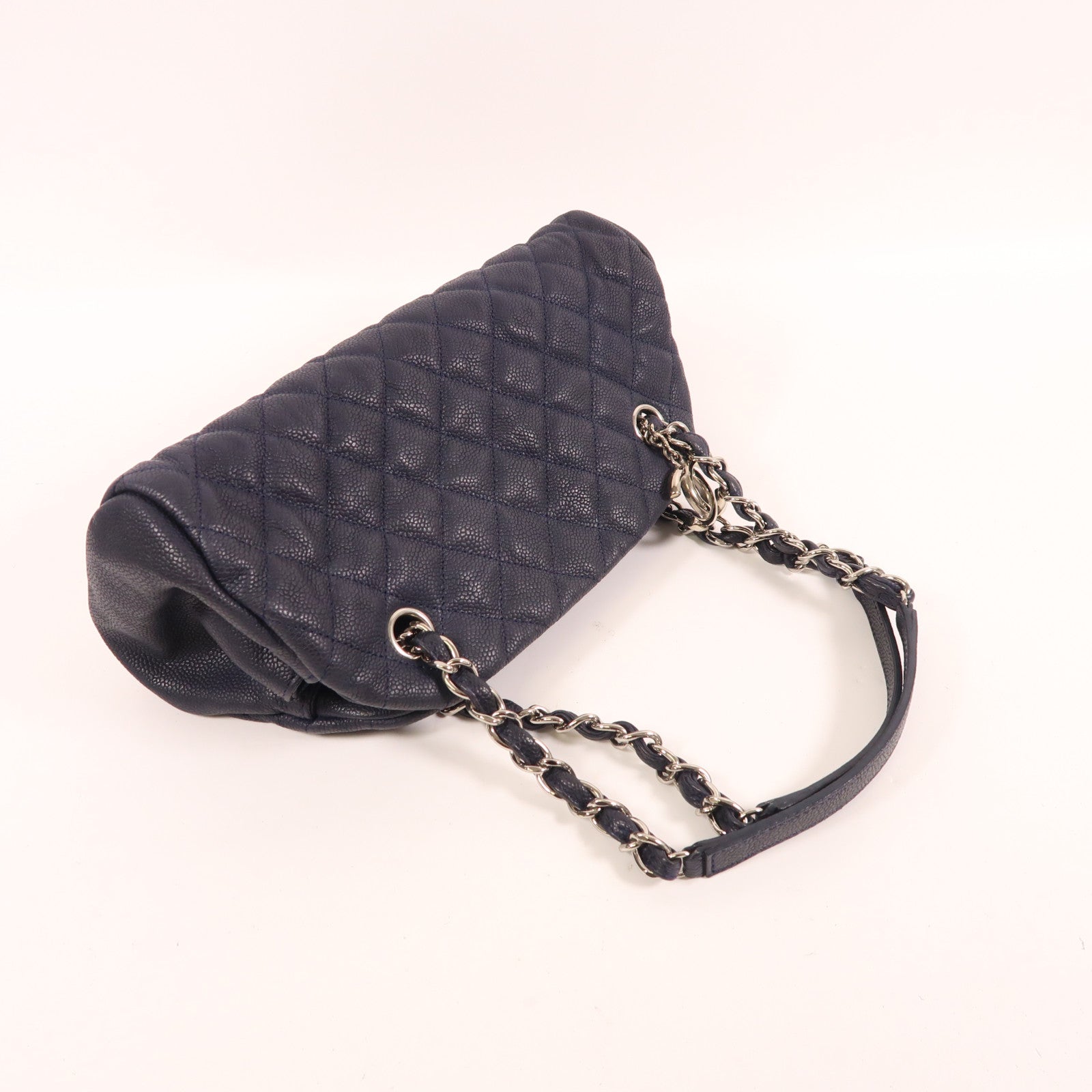 CHANEL 牛皮皮革Shoulder Bag銀扣鏈帶肩背袋