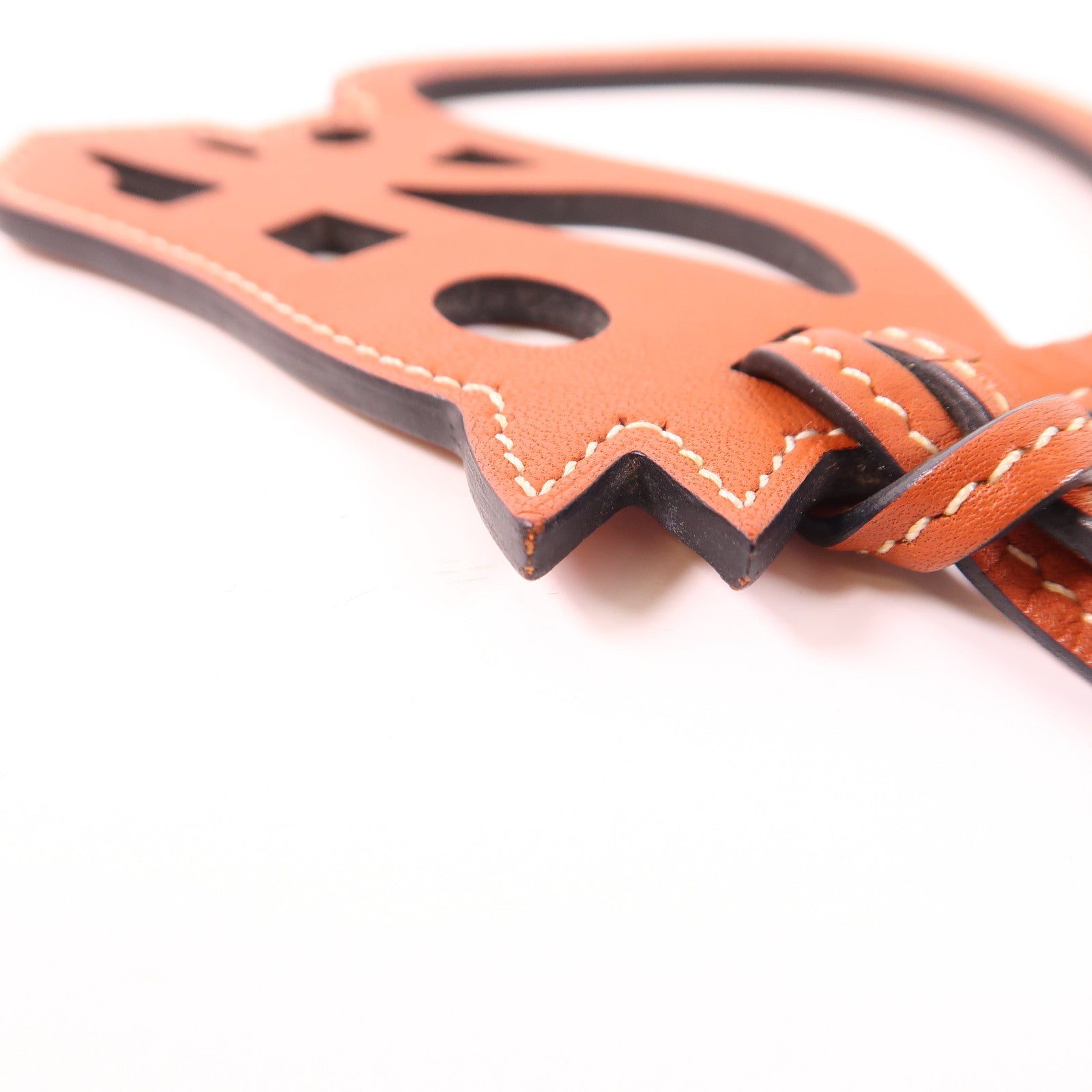 HERMES Swift皮革Paddock Cheval Charm掛飾Brown