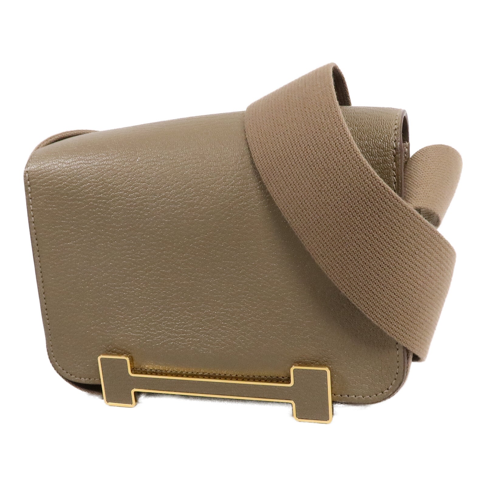 HERMES Chevre皮革Geta肩背袋Etoupe