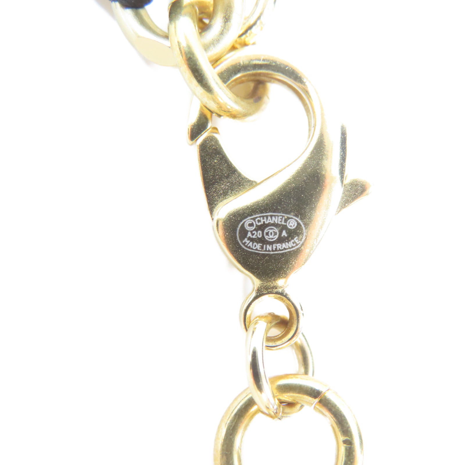 CHANEL 皮革/金屬Necklace項鍊黑色/金色