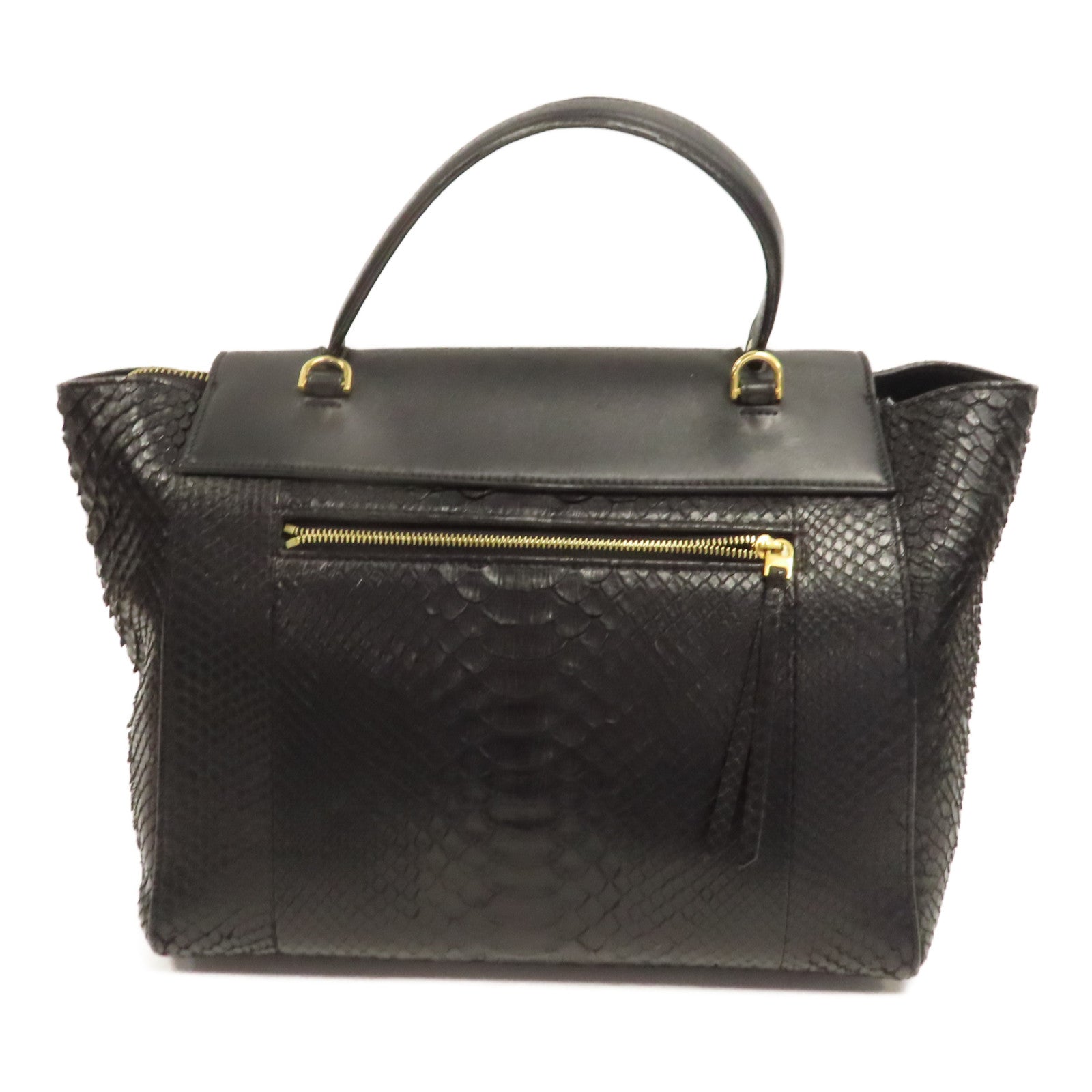 CELINE 【激減優惠】蛇皮皮革Belt Bag金扣手挽肩背兩用袋黑色