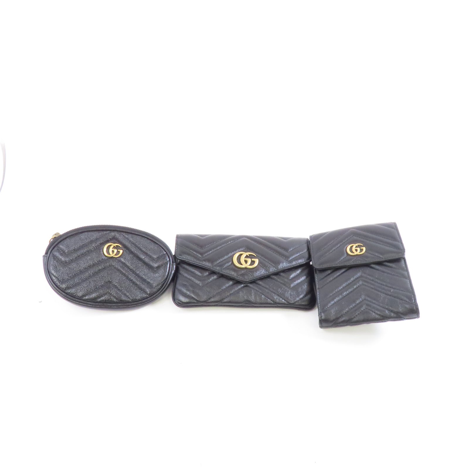GUCCI 【激減優惠】牛皮皮革GG Marmont Waist Bag金扣腰包黑色