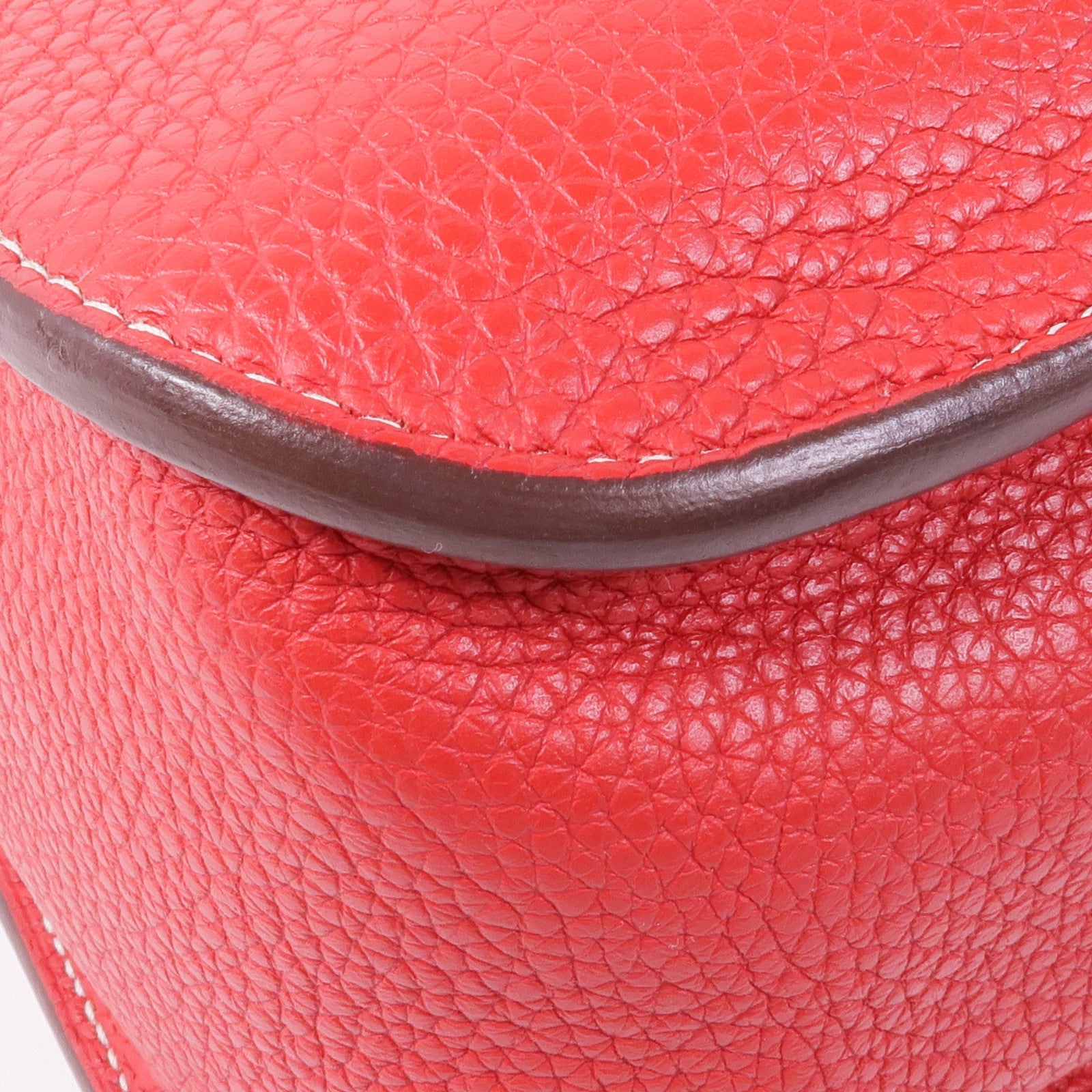 HERMES Clemence皮革Halzan 31銀扣手挽肩背兩用袋Rouge Casaque