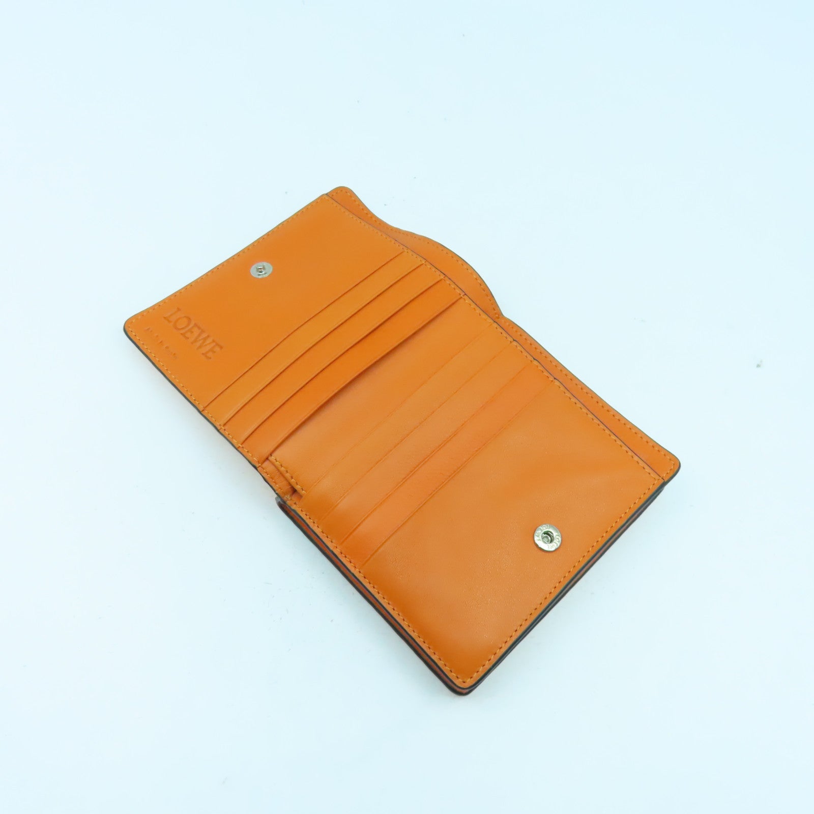 LOEWE 【激減優惠】牛皮皮革Wallet銀扣錢包橙色