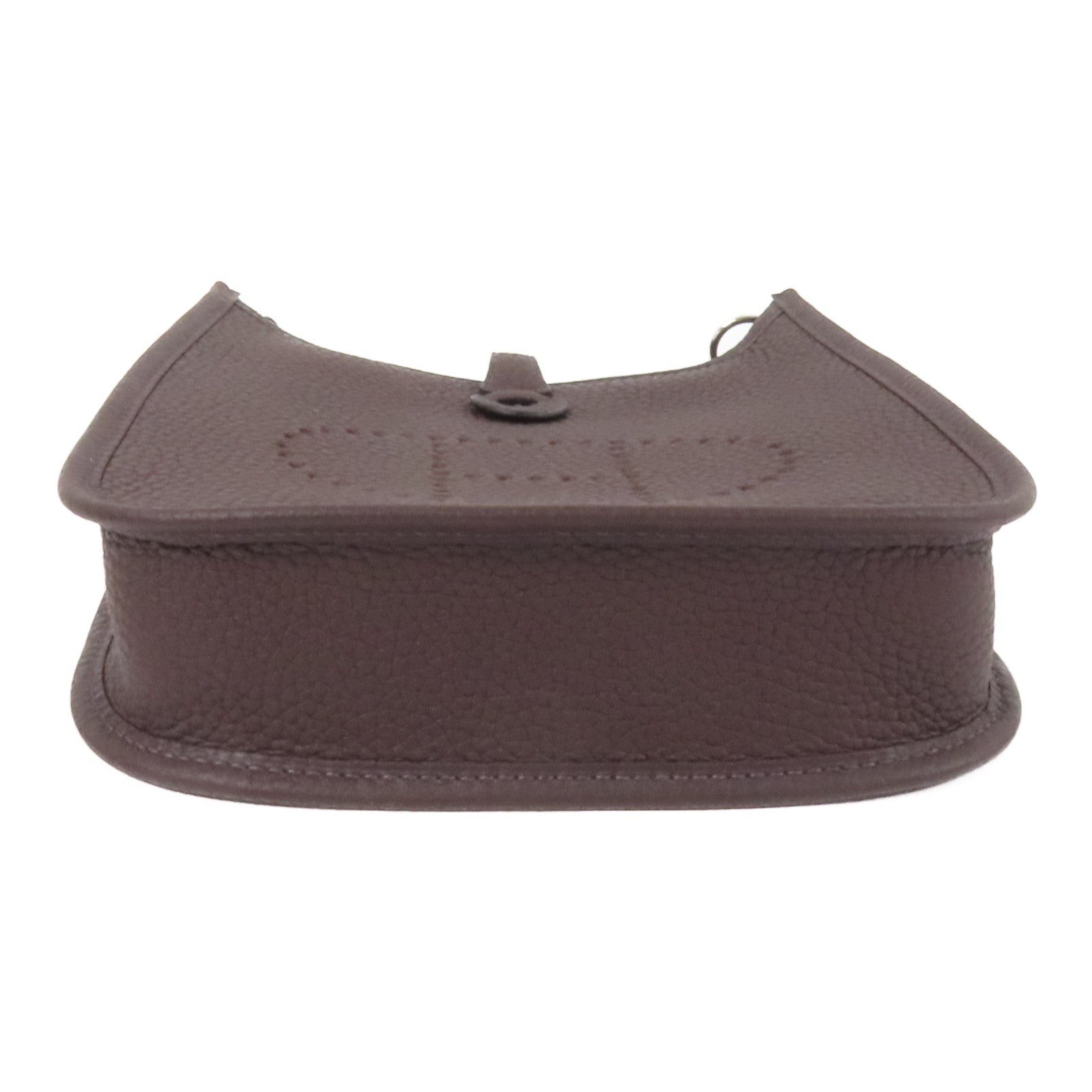 HERMES Clemence皮革Evelyne TPM銀扣肩背袋Rouge Sellier