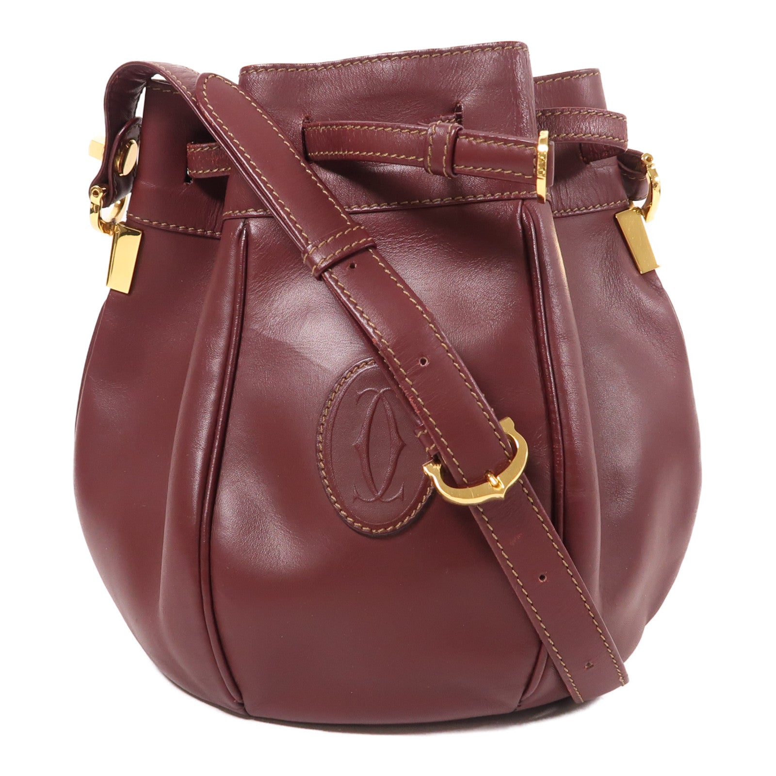 CARTIER 牛皮皮革Bucket Bag金扣肩背袋