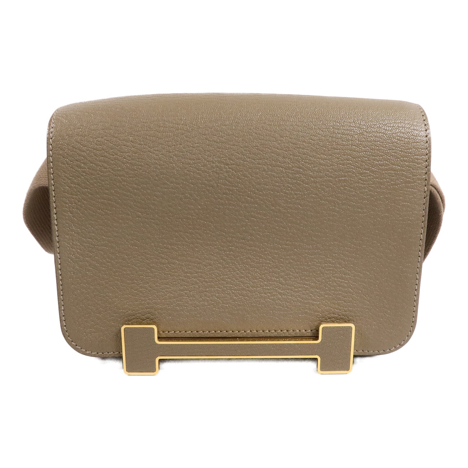 HERMES Chevre皮革Geta肩背袋Etoupe