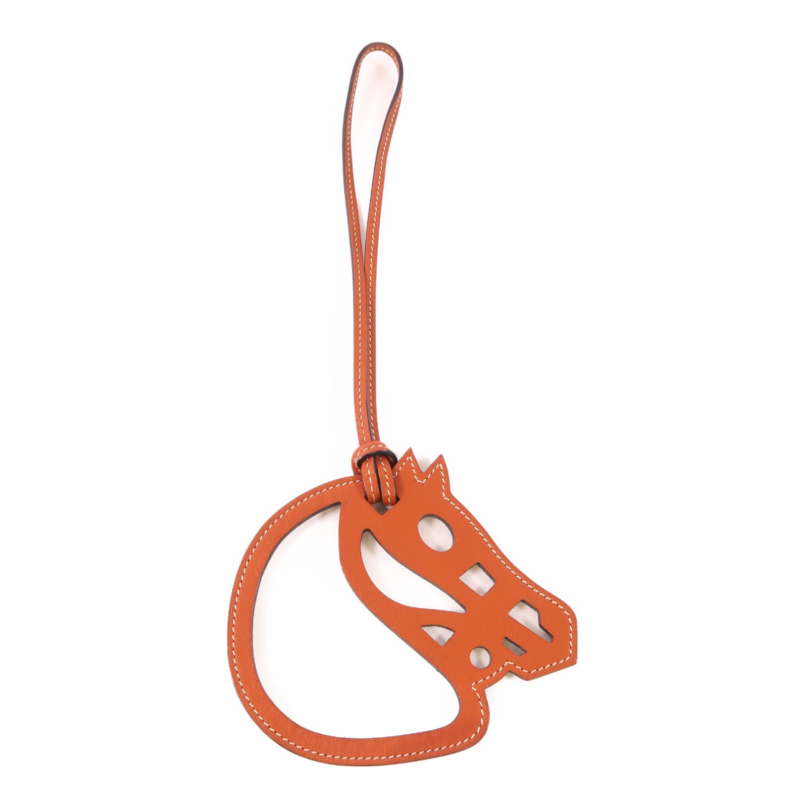 HERMES Swift皮革Paddock Cheval Charm掛飾Brown