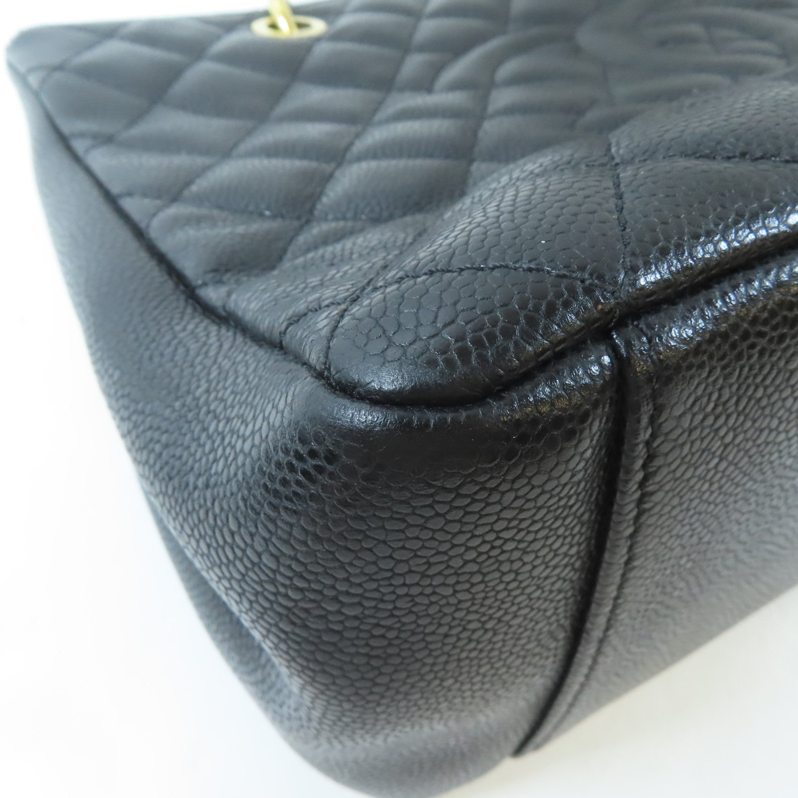 CHANEL 菱格Caviar皮革GST金扣手挽袋黑色