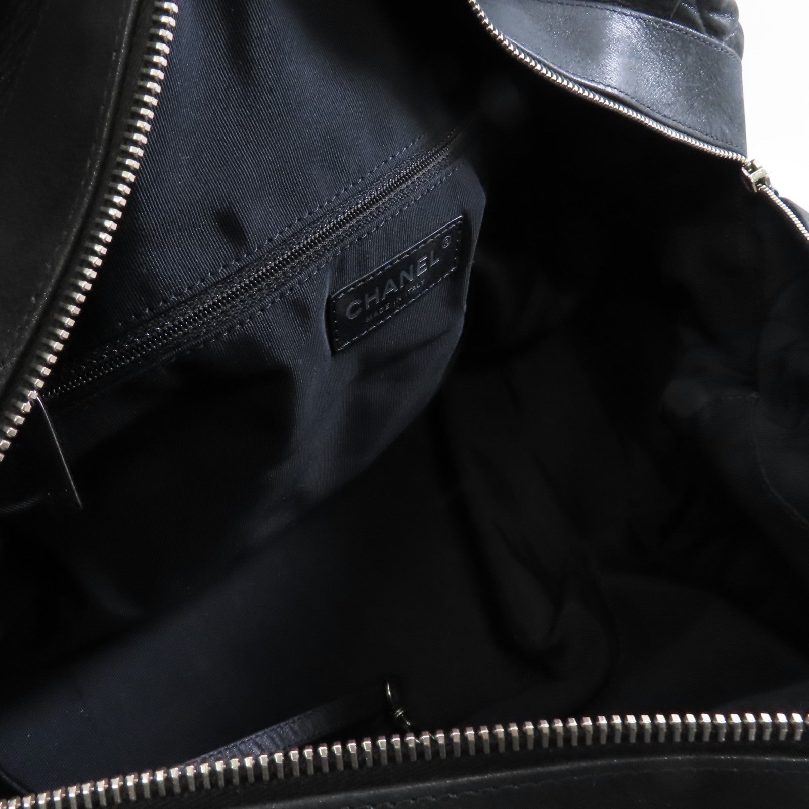CHANEL 【激減優惠】塗層皮革Chain Shoulder Bag銀扣鏈帶肩背袋黑色