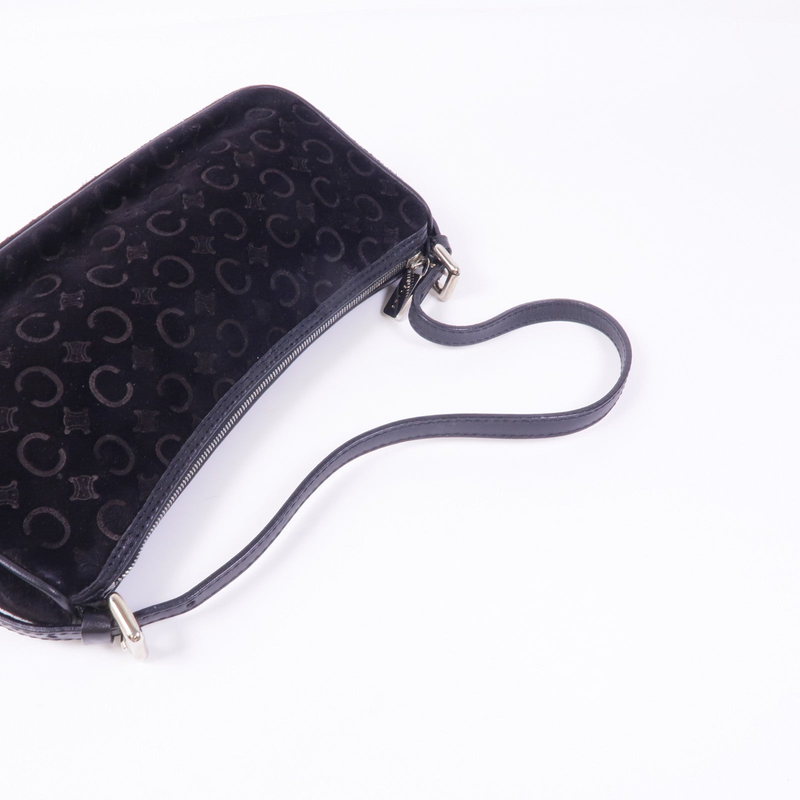 CELINE 麂皮皮革Shoulder Bag銀扣肩背袋