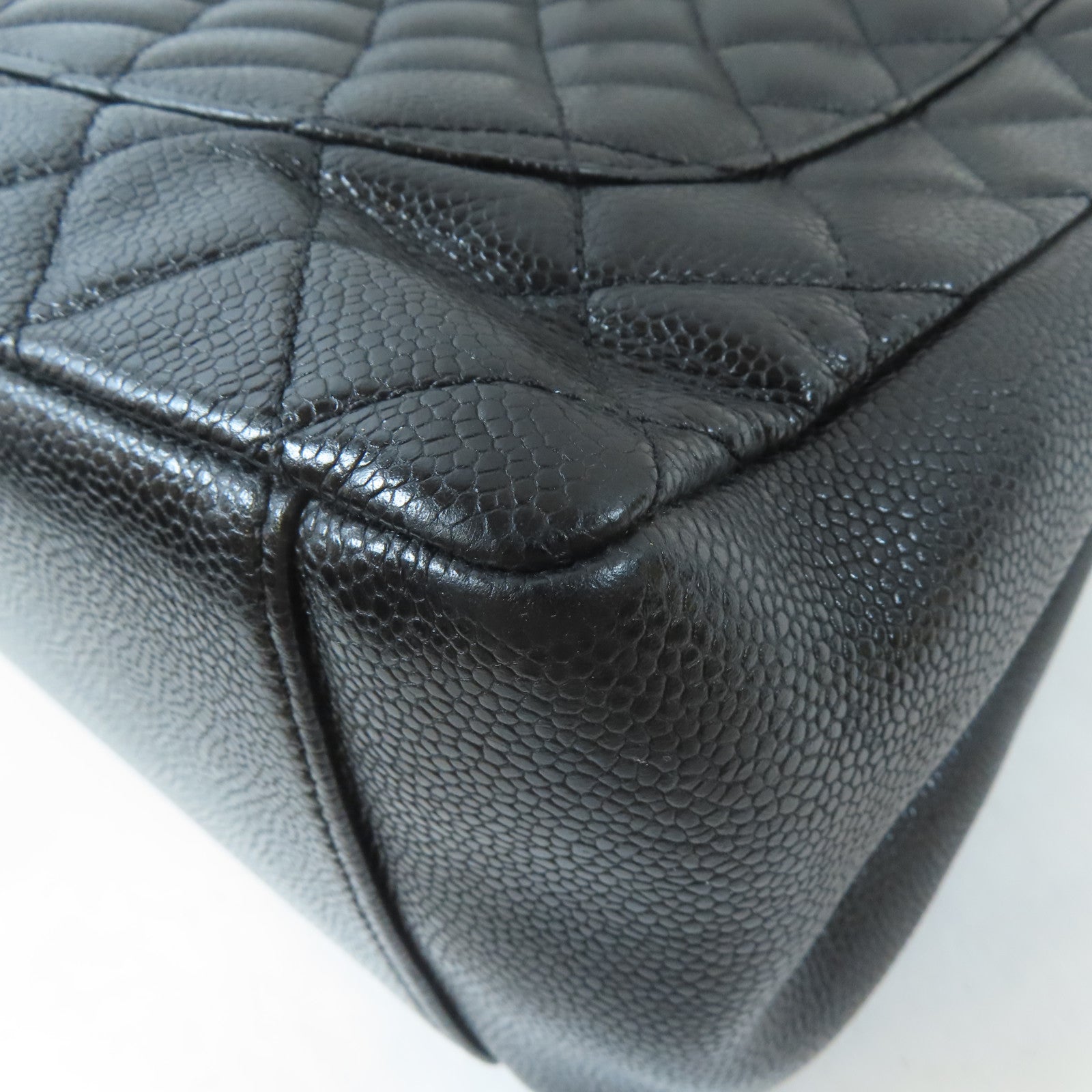 CHANEL 菱格Caviar皮革GST金扣手挽袋黑色