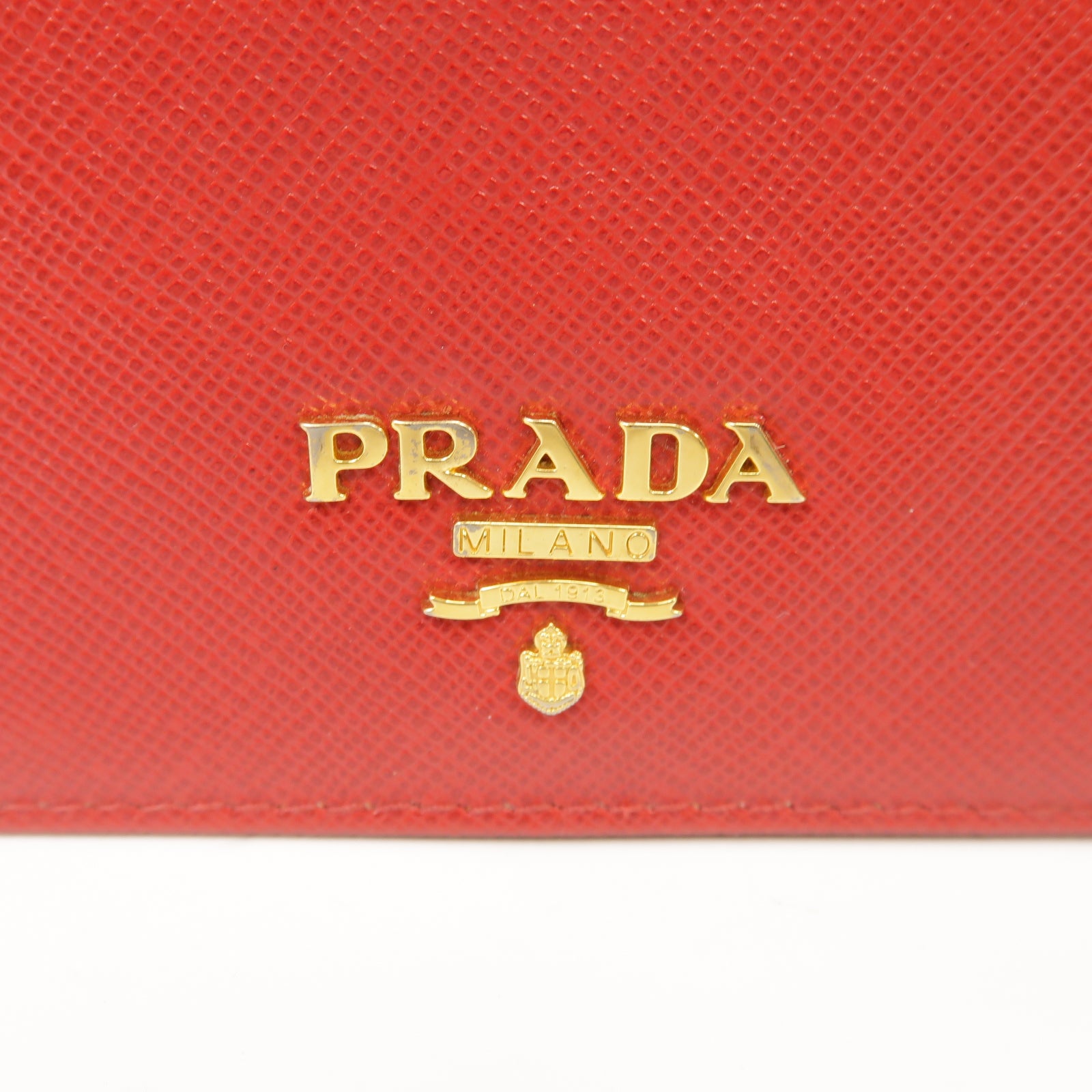 PRADA 【激減優惠】Saffiano皮革Card Case金扣卡片套紅色