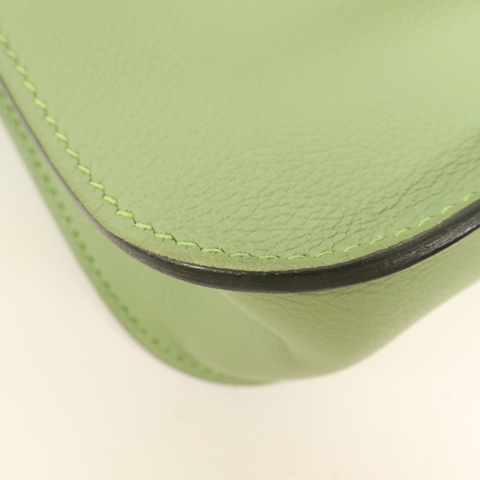 HERMES Evercolor皮革Halzan 25銀扣手挽肩背兩用袋Vert Criquet