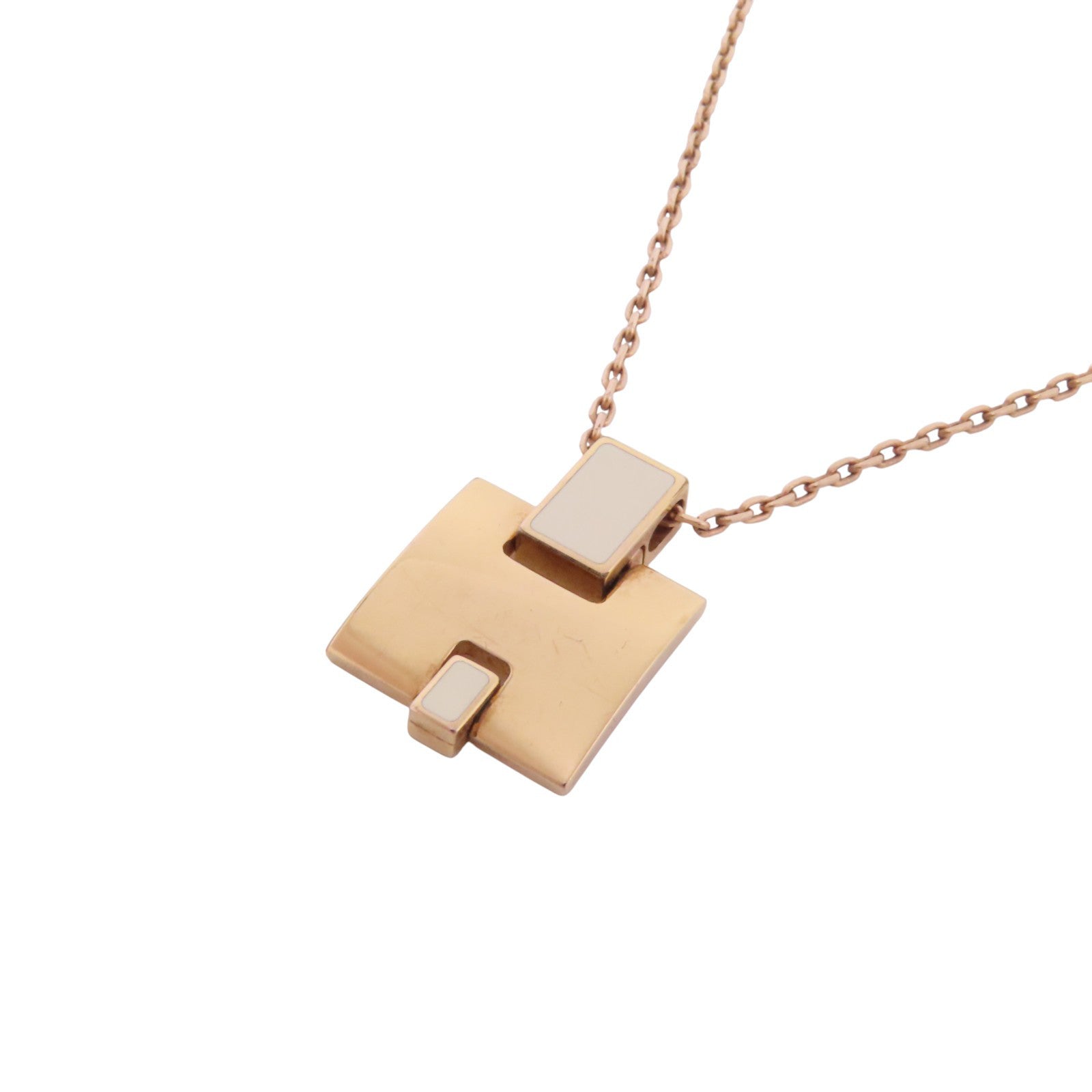 HERMES 金屬/琺瑯Irene Necklace金扣項鏈