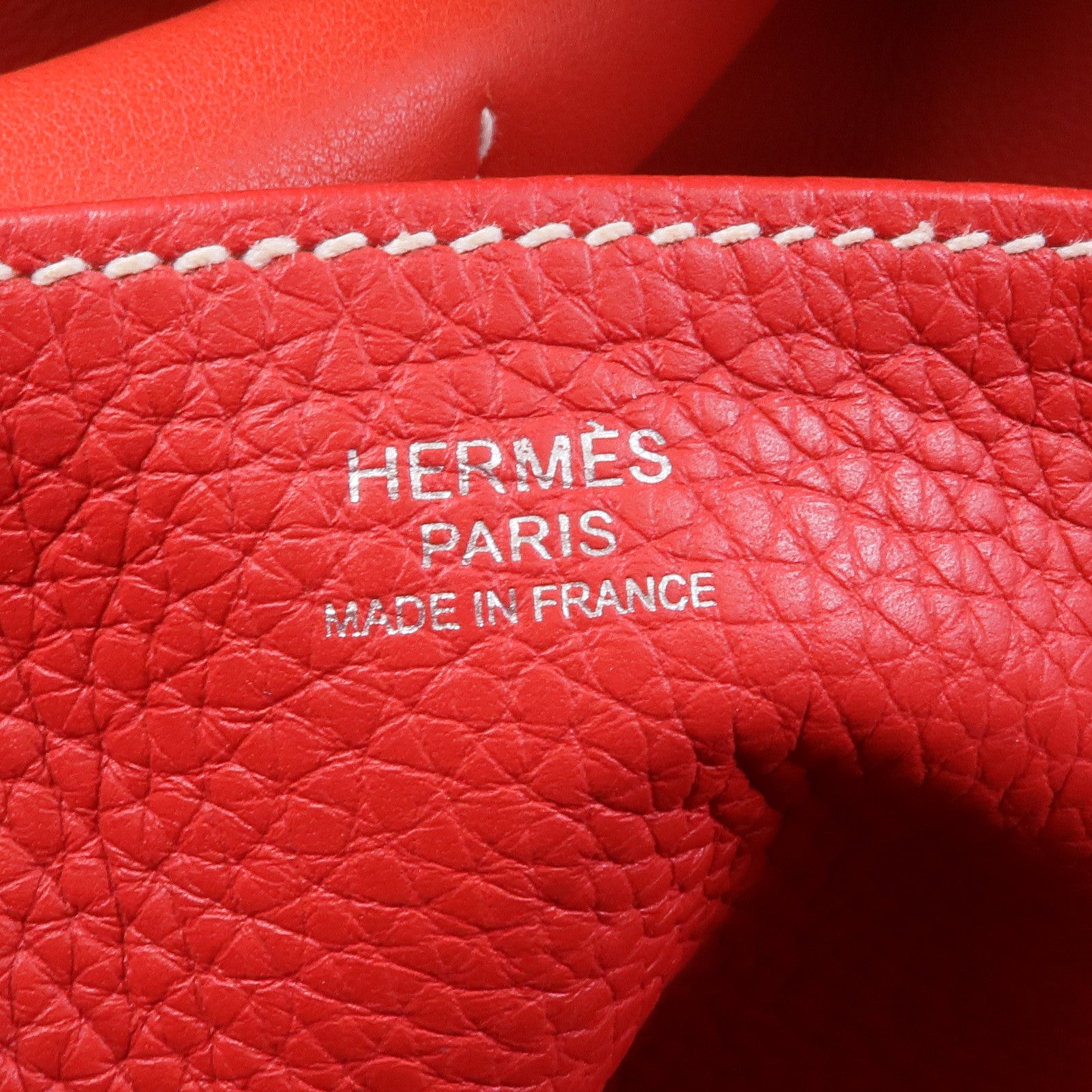 HERMES Clemence皮革Halzan 31銀扣手挽肩背兩用袋Rouge Casaque