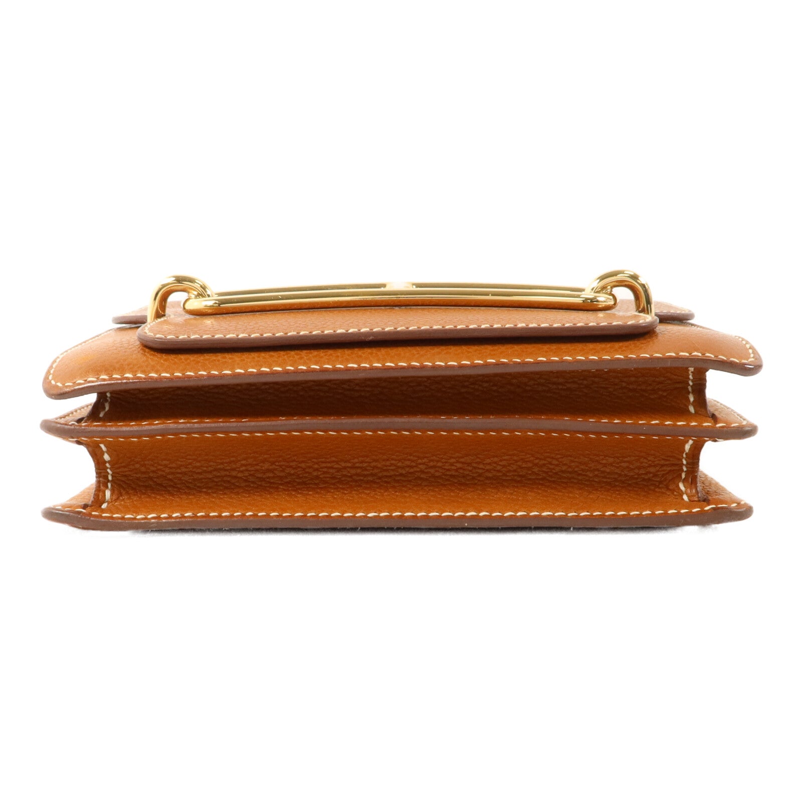 HERMES Barenia皮革Mini Roulis肩背袋Gold