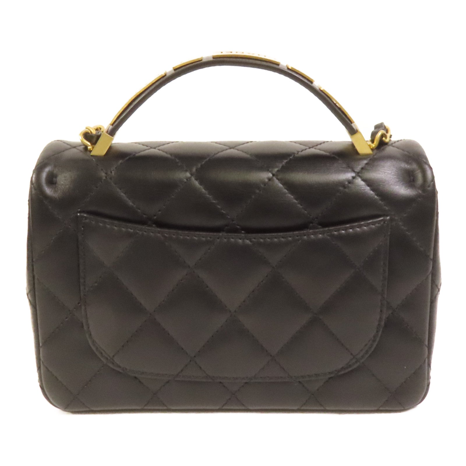 CHANEL 牛皮皮革Top Handle金扣手挽肩背兩用袋