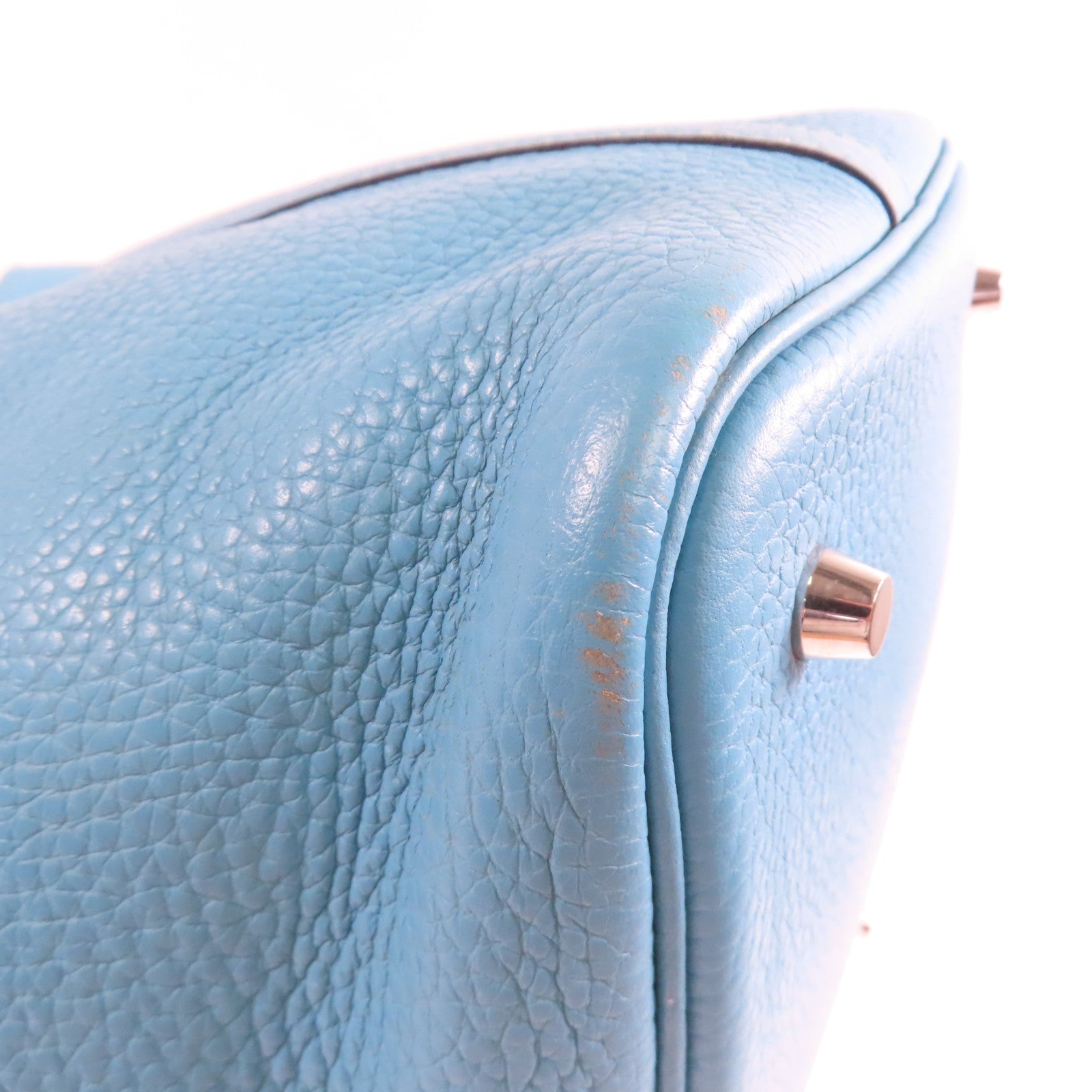 HERMES 【激減優惠】Clemence皮革Picotin MM銀扣手挽袋Bleu Du Nor