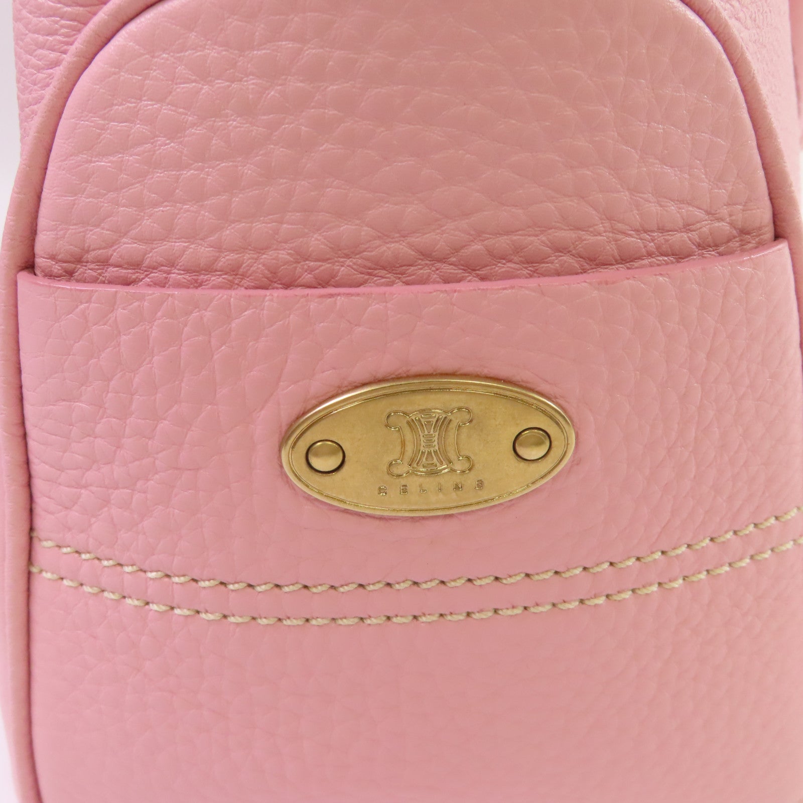 CELINE 牛皮皮革Hand Bag金扣手挽袋粉紅色