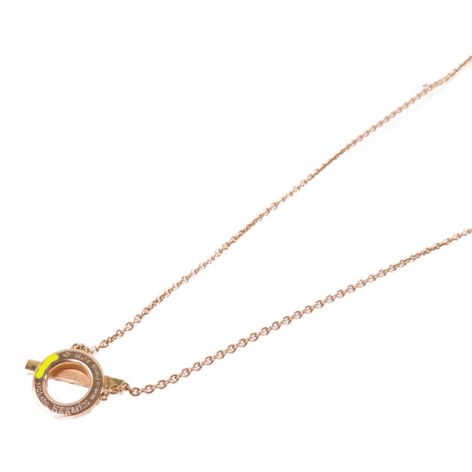 HERMES 18K玫瑰金/0.46ct鑽石Finesse Diamond Necklace項鏈金色