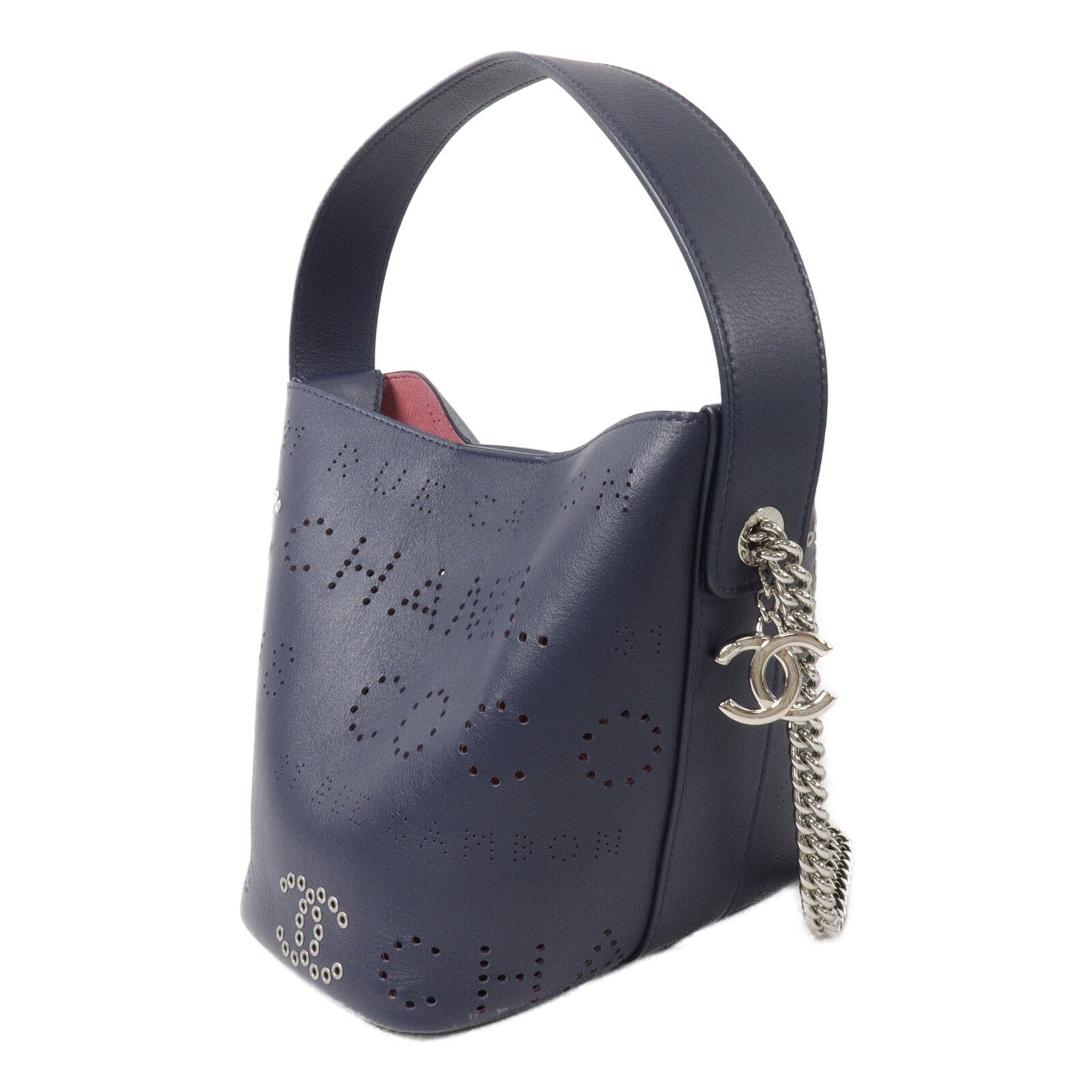 CHANEL 牛皮皮革/Tweed Piercing Light Bucket Bag鏈帶肩背袋