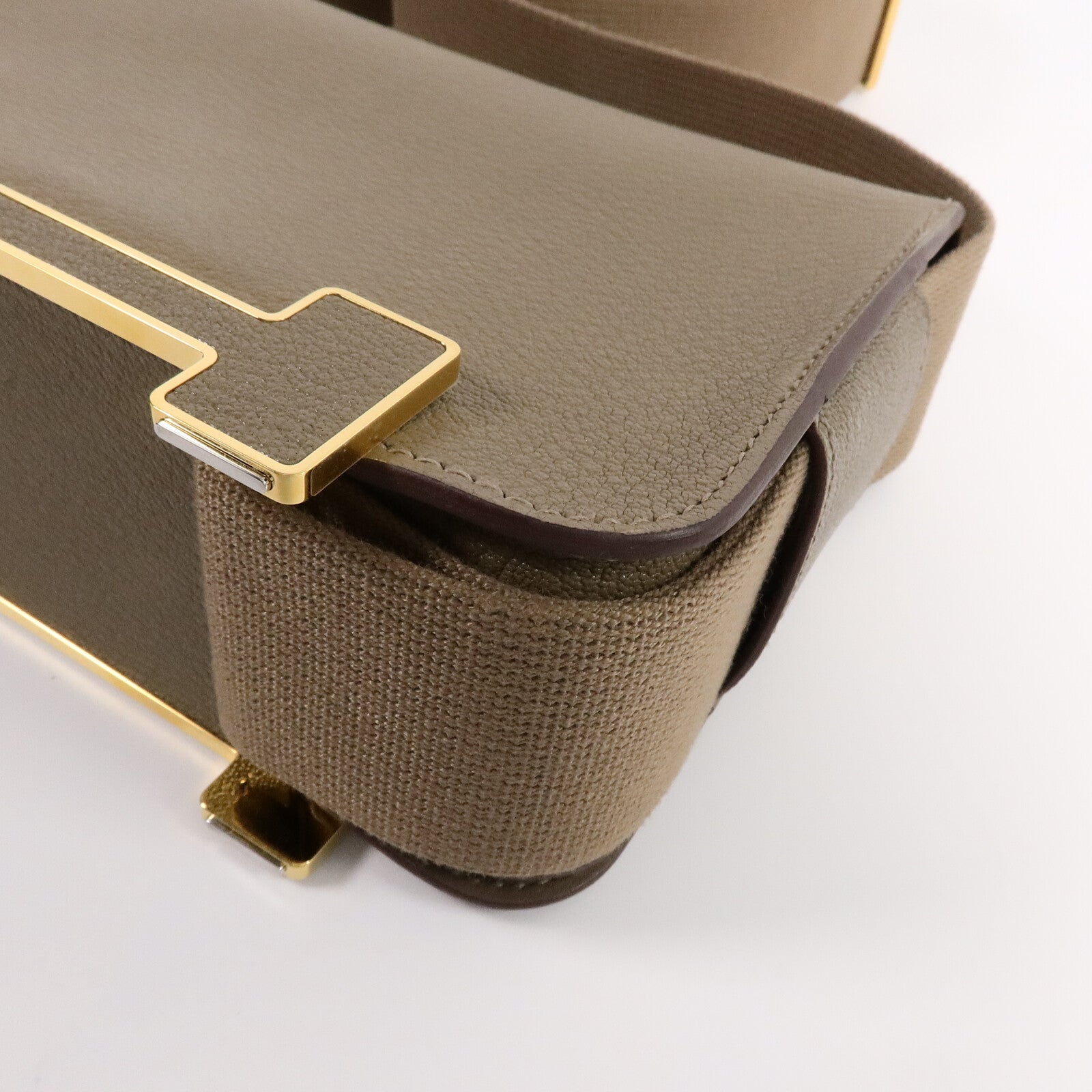 HERMES Chevre皮革Geta肩背袋Etoupe
