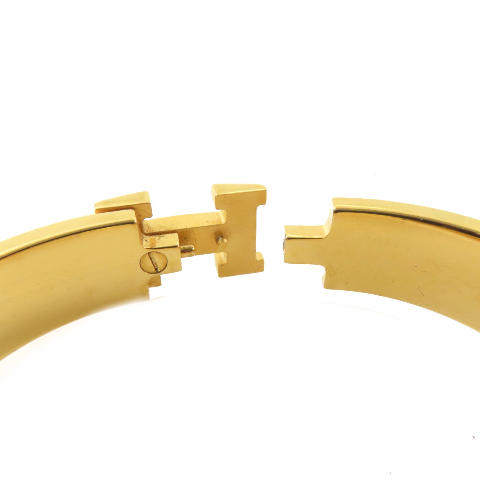 HERMES 琺瑯/金屬Clic H Bracelet金扣手鏈白色/金色