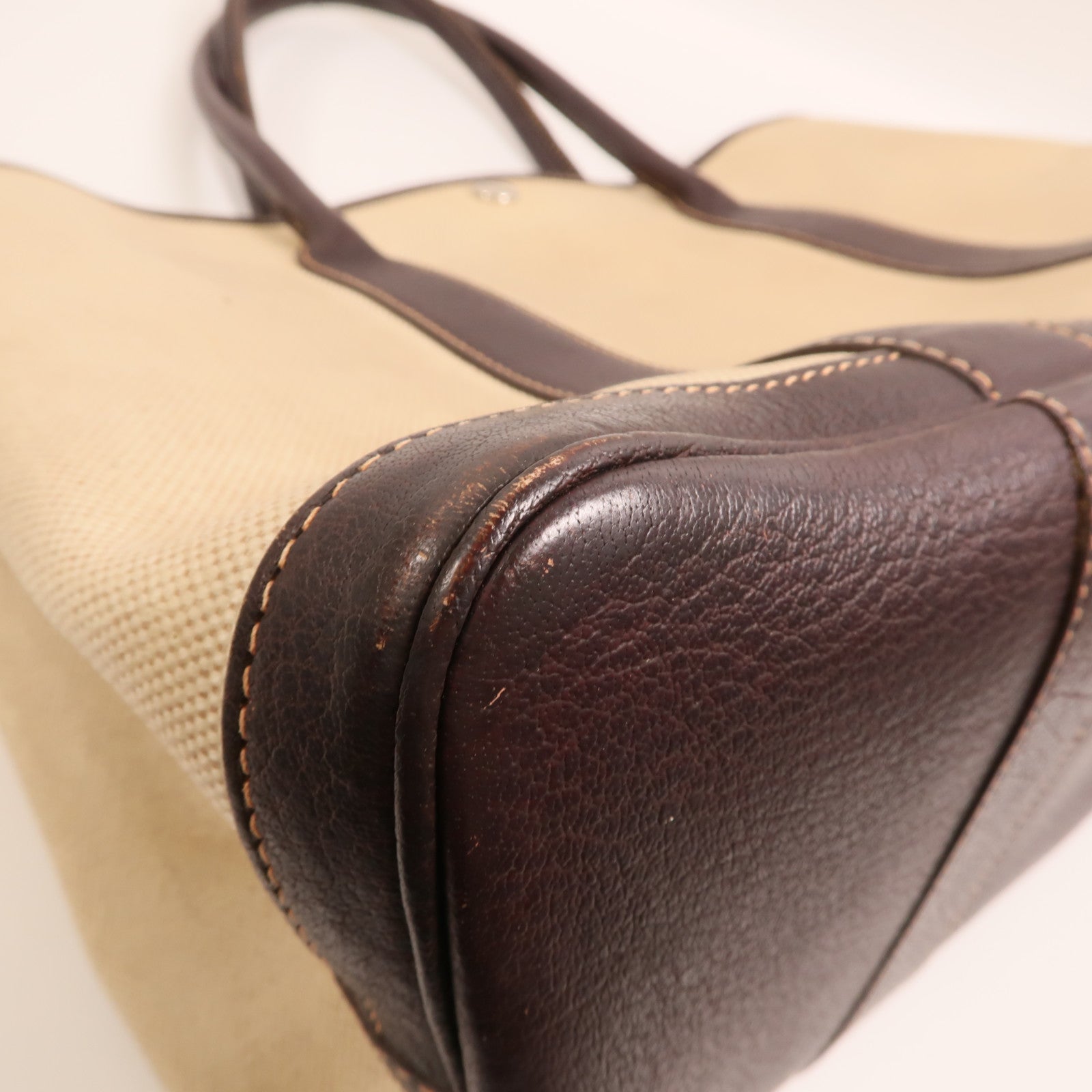 HERMES 塗層帆布Garden Party銀扣手挽袋
