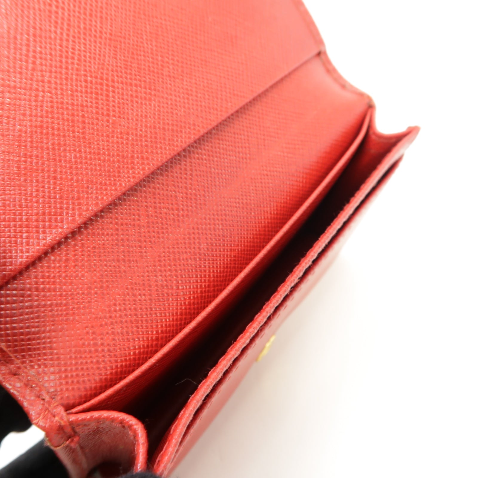 PRADA 【激減優惠】Saffiano皮革Card Case金扣卡片套紅色